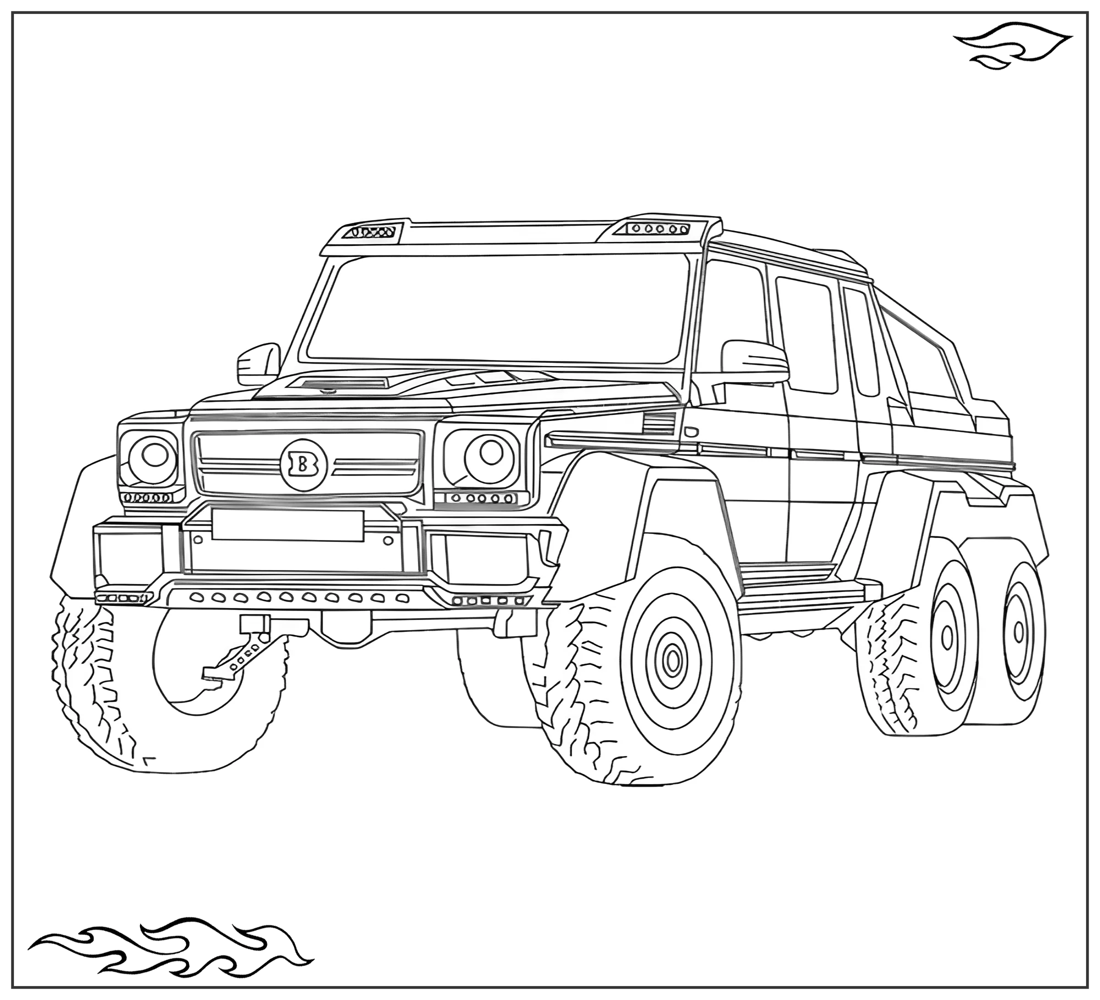 Раскраска «Гелендваген G63 6x6 AMG BRABUS 700 №2547. Раскраски для мальчиков по категориям. Машины.