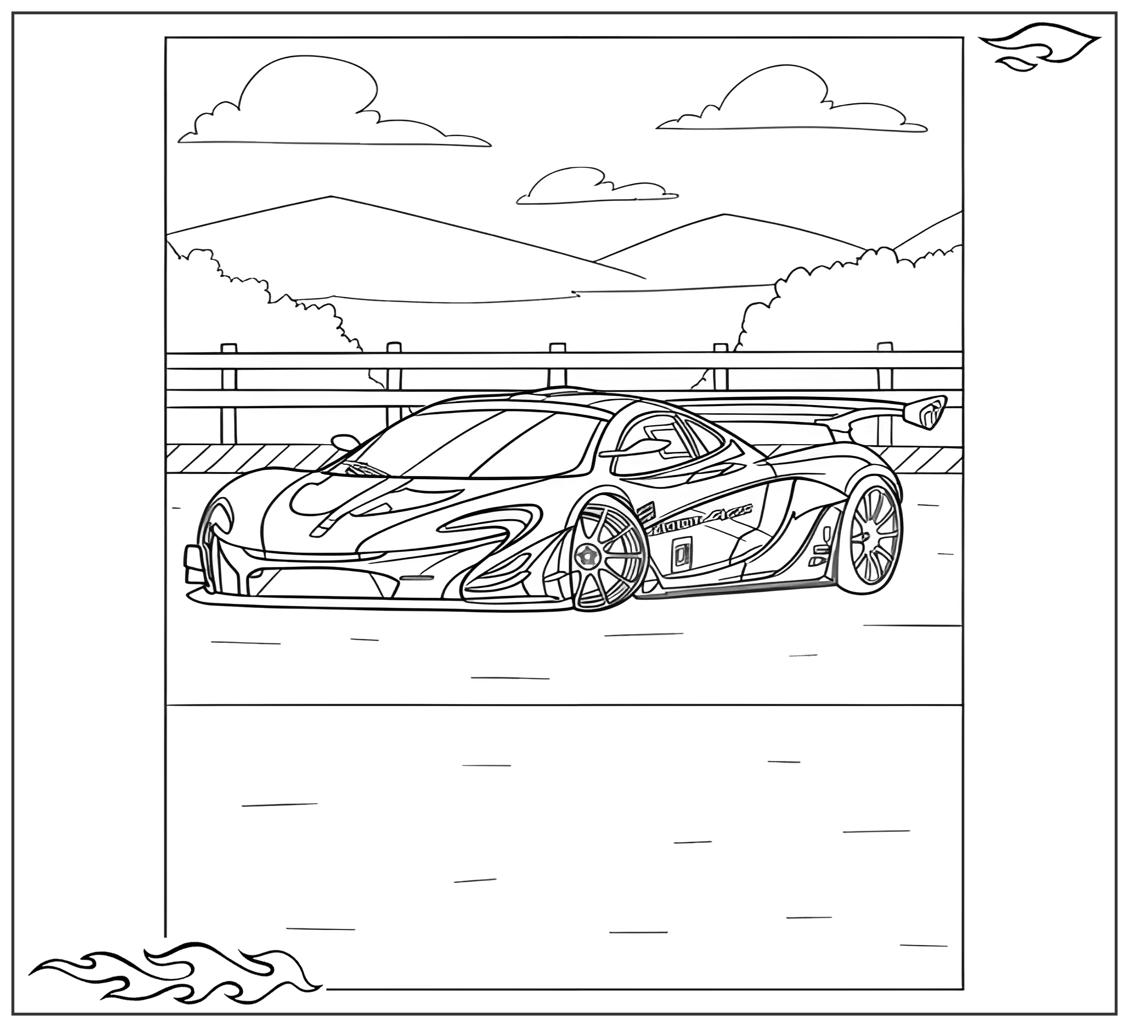 Раскраска «Гоночный McLaren P1 GTR №2688. Раскраски для мальчиков по категориям. Машины.