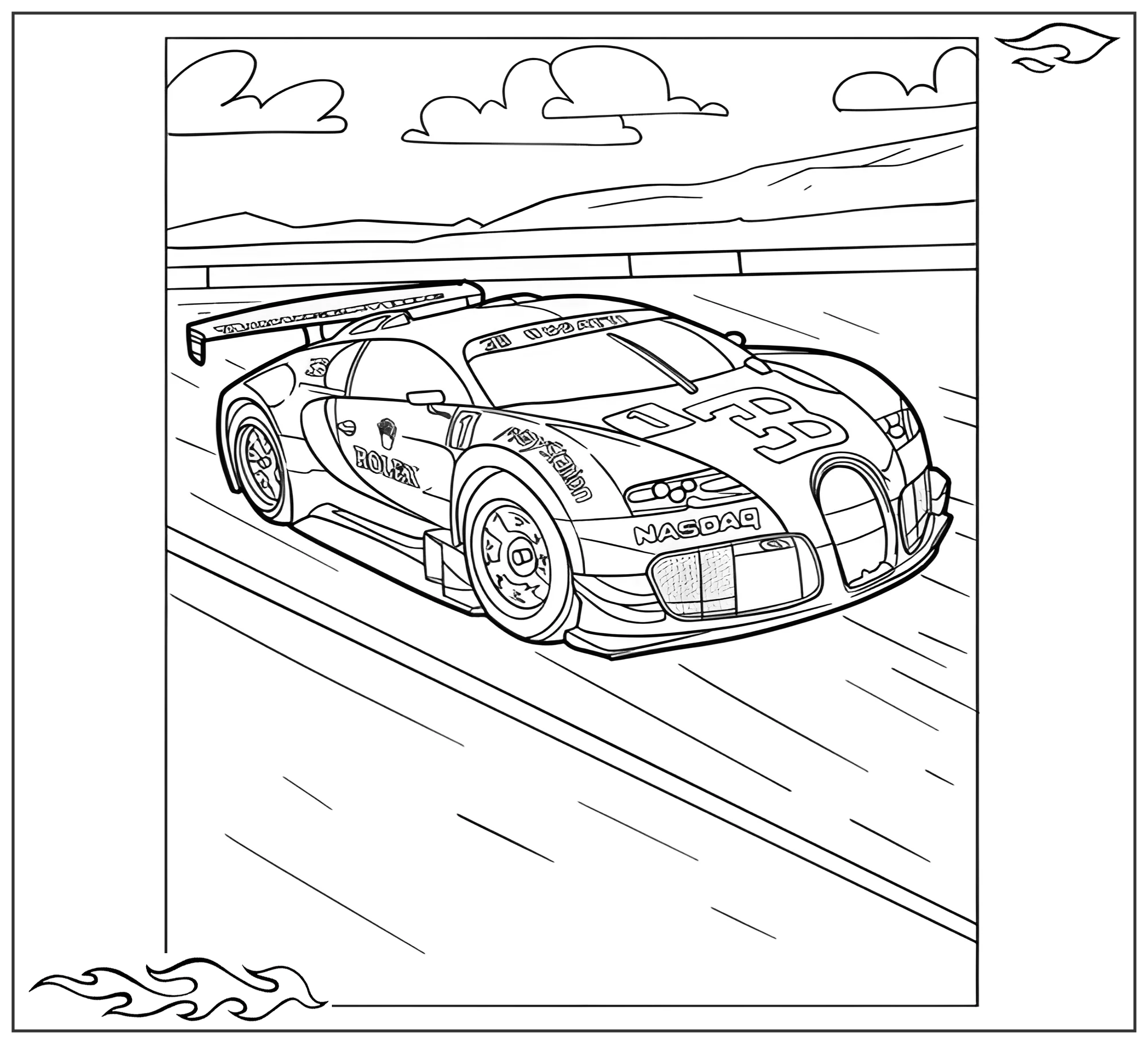 Раскраска «Гоночый Бугатти Veyron GTR №2754. Раскраски для мальчиков по категориям. Машины.