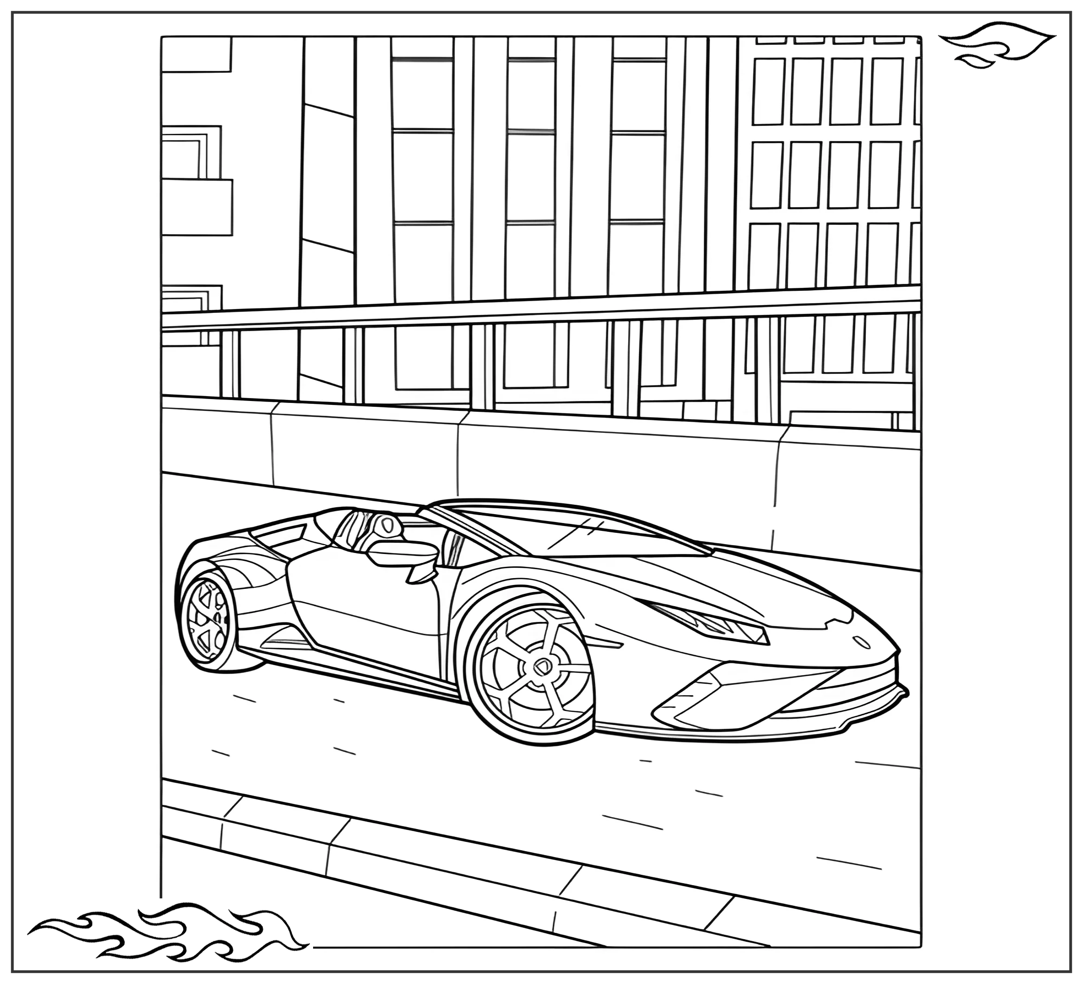 Раскраска «Ламборгини Aventador в городе №2571. Раскраски для мальчиков по категориям. Машины.