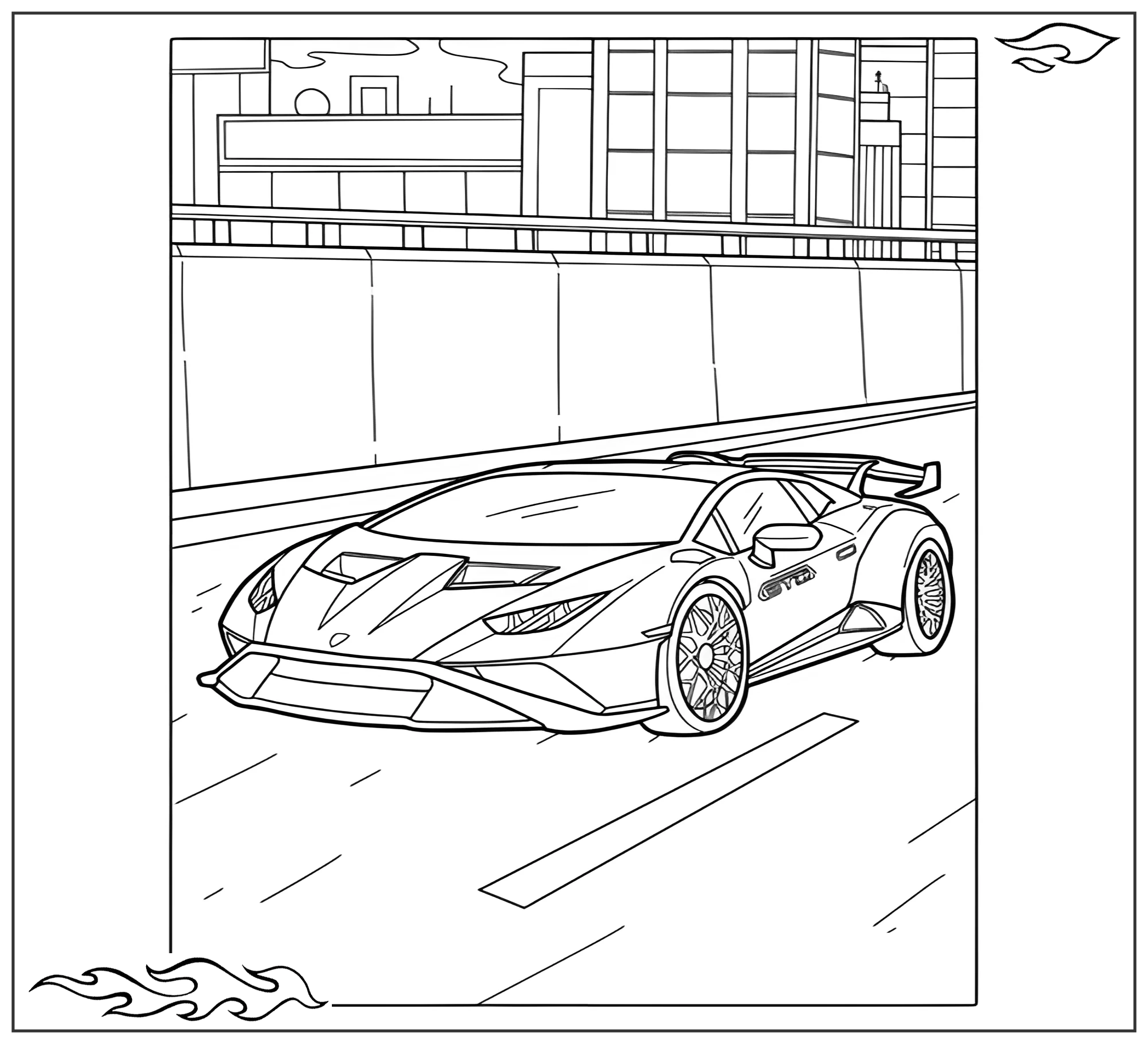 Раскраска «Ламборгини Huracan с антикрылом №2586. Раскраски для мальчиков по категориям. Машины.