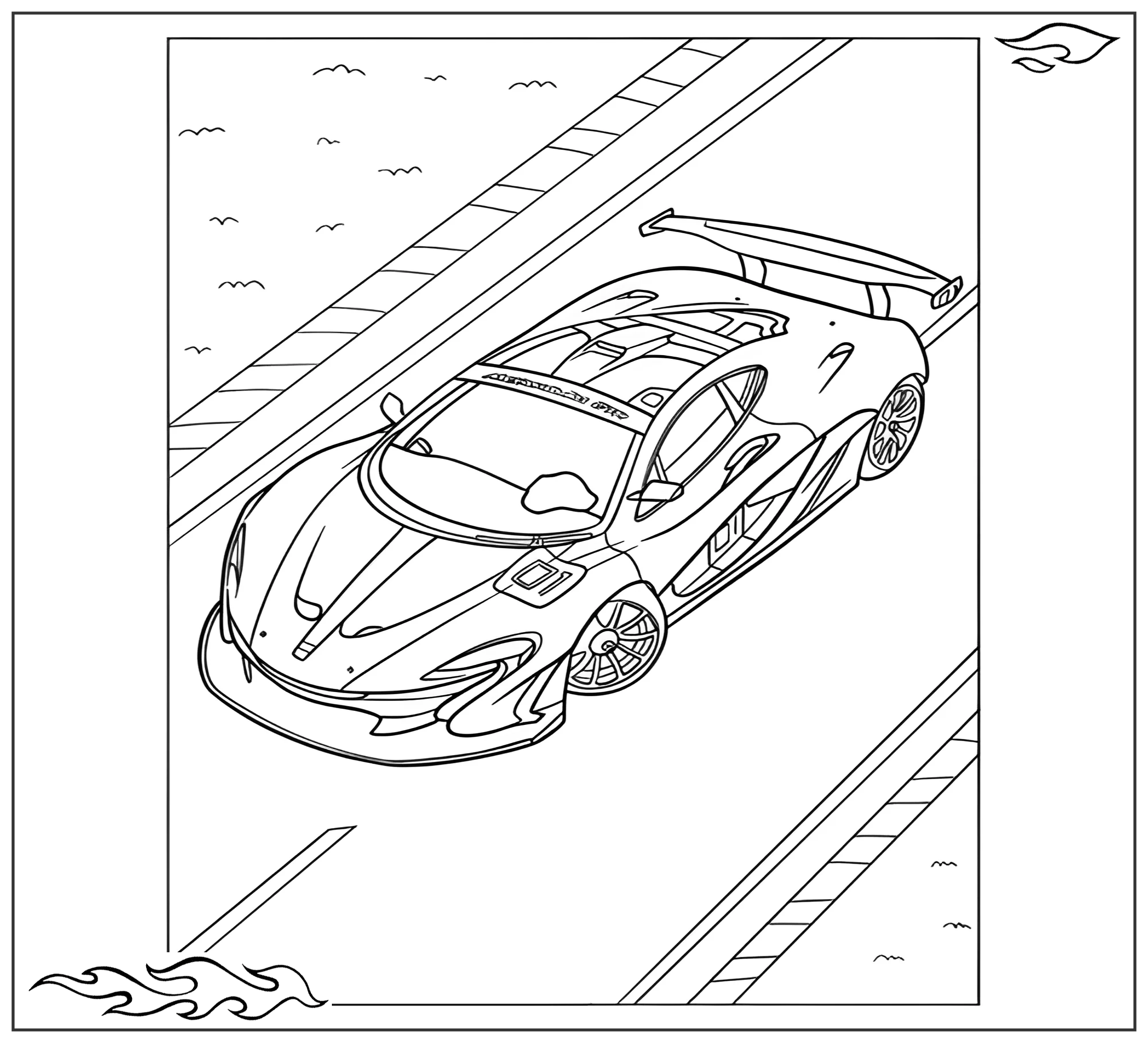 Раскраска «Макларен P1 GTR на гоночной трассе №2687. Раскраски для мальчиков по категориям. Машины.
