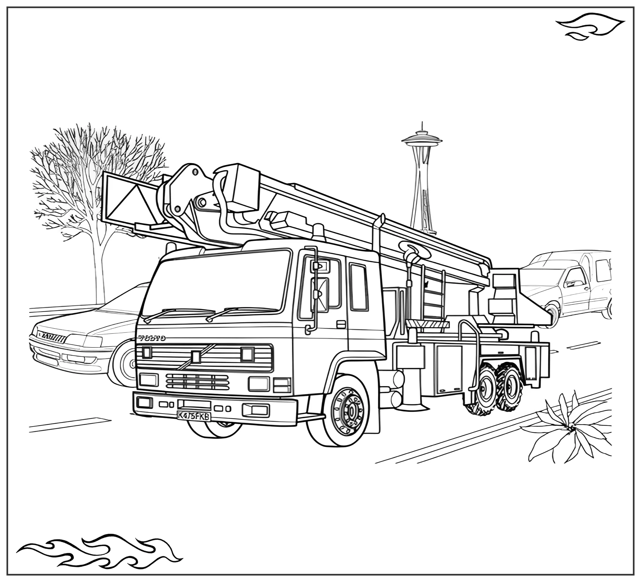 Раскраска «Пожарная машина Volvo №2525. Раскраски для мальчиков по категориям. Машины.