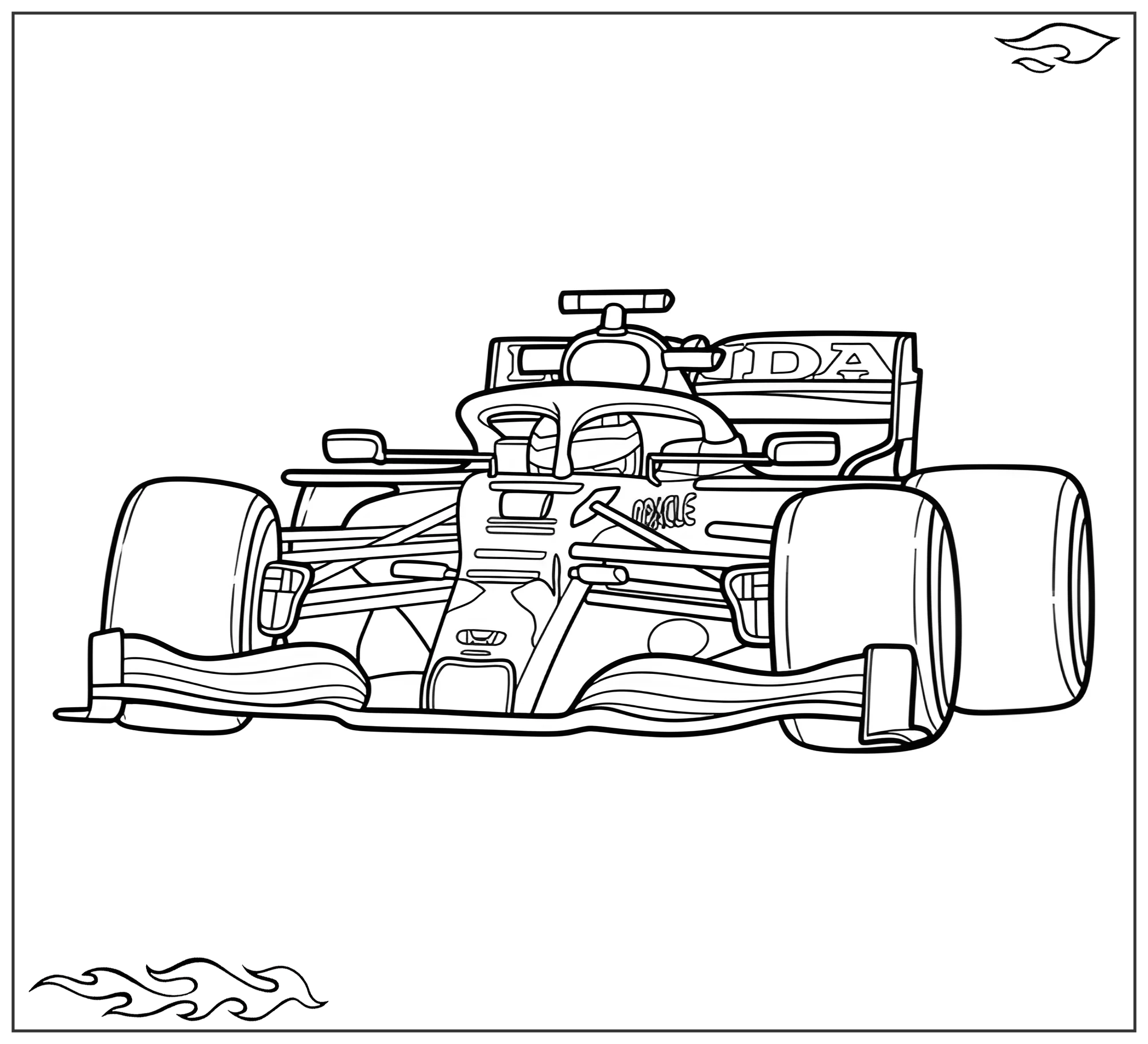 Раскраска «Простой гоночный болид Red Bull №2758. Раскраски для мальчиков по категориям. Машины.