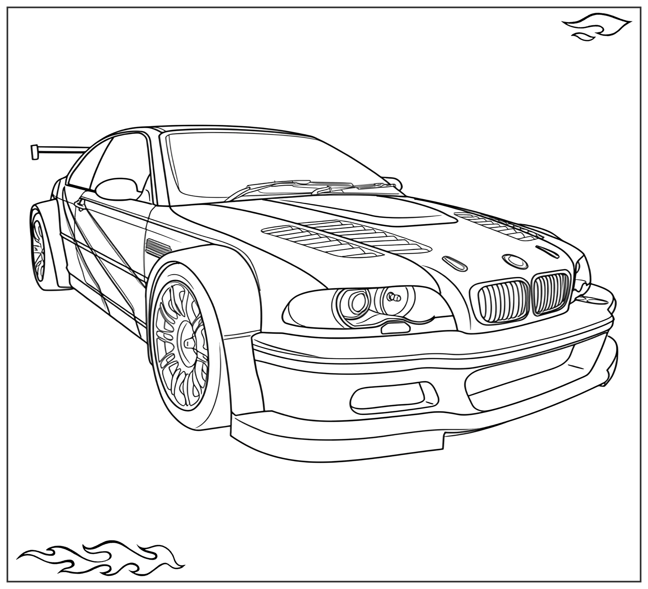 Раскраска «Спорткар БМВ M3 GTR №2265. Раскраски для мальчиков по категориям. Машины.