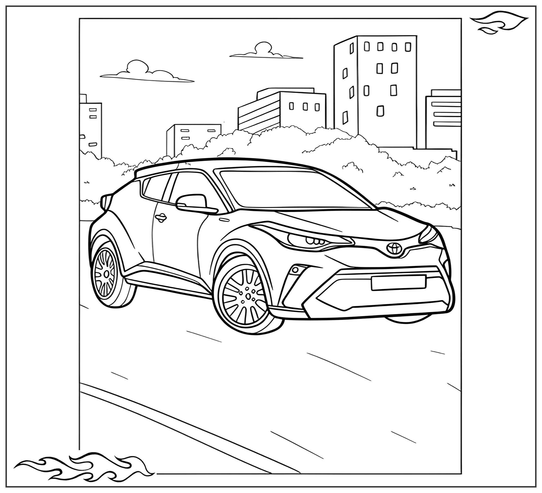 Раскраска «Тойота C-HR №2661. Раскраски для мальчиков по категориям. Машины.