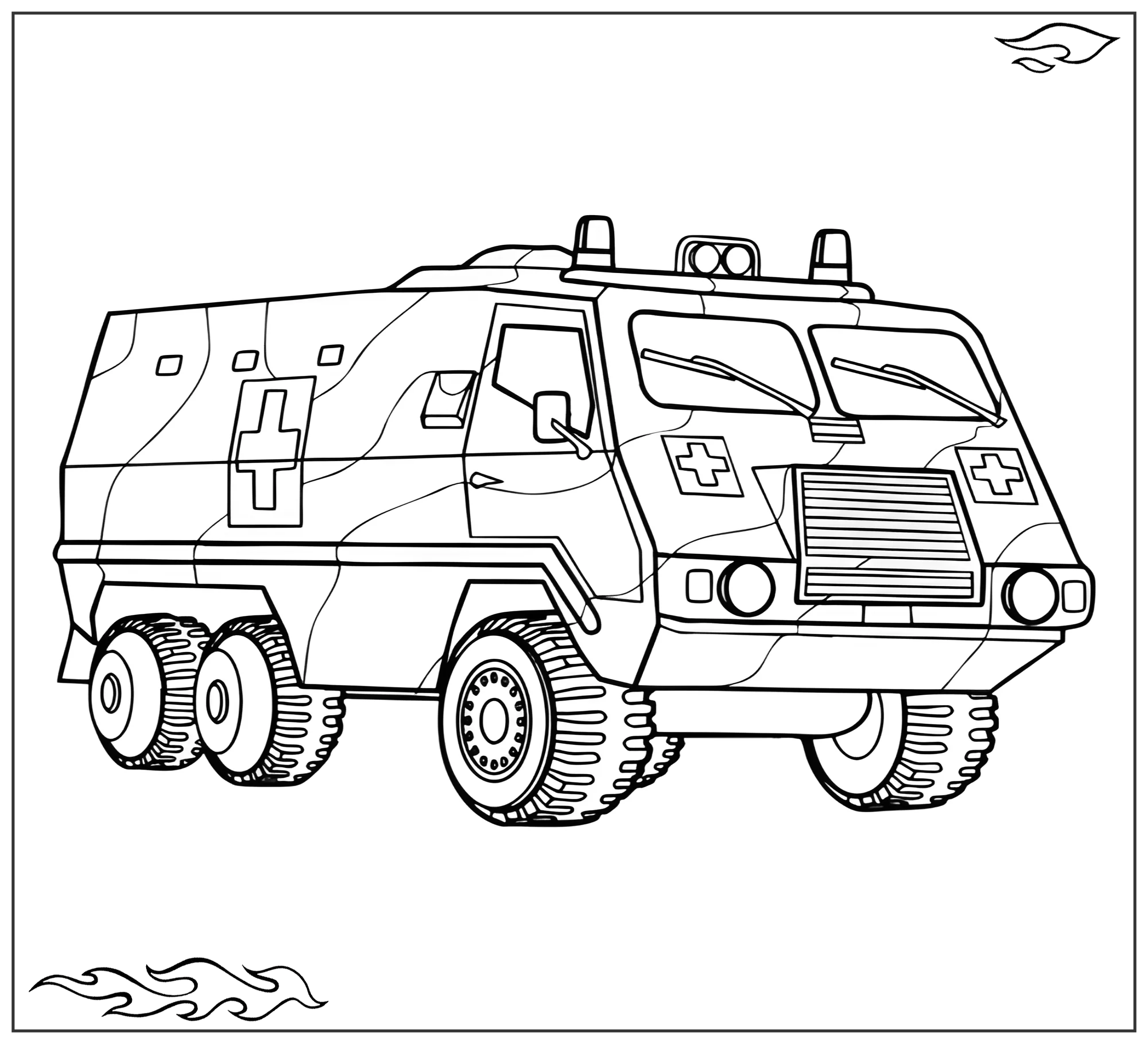 Раскраска «Военная скорая помощь №2340. Раскраски для мальчиков по категориям. Машины.