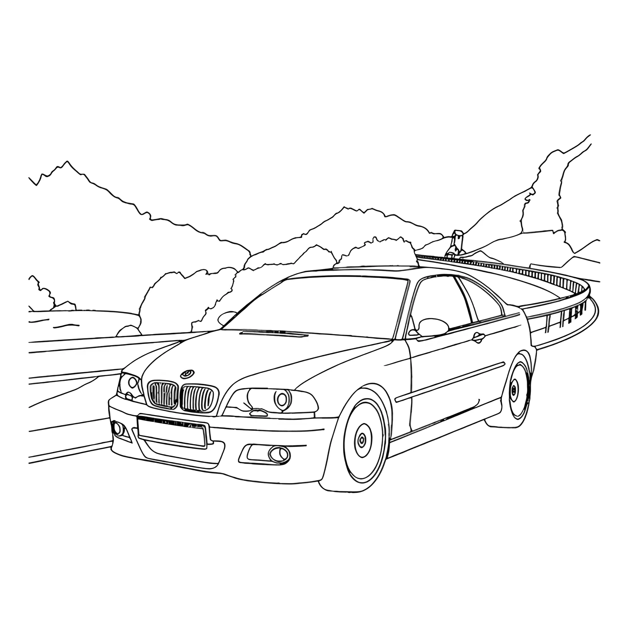 БМВ на мосту №3238. Раскраски машины по маркам. БМВ BMW.