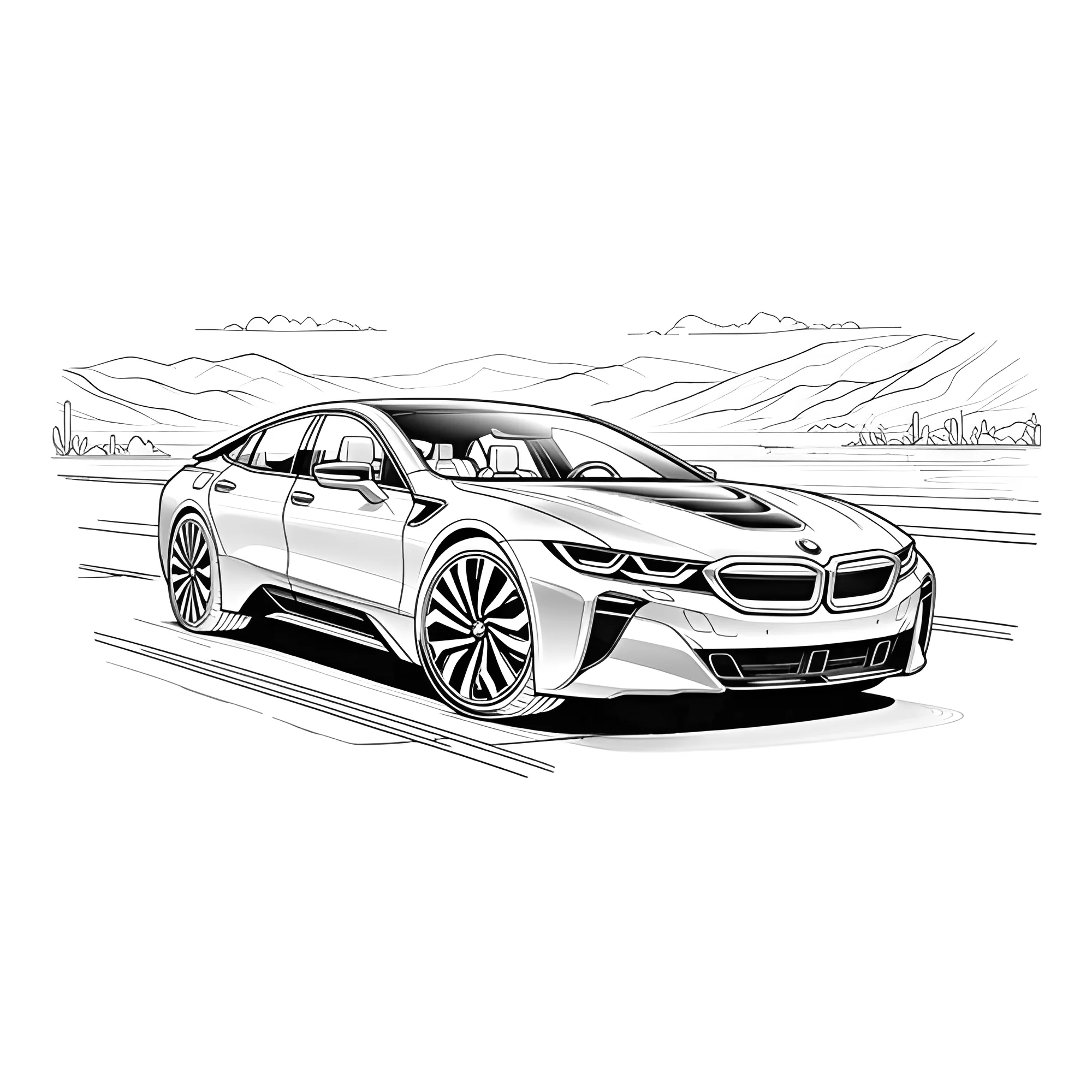 БМВ с электродвигателем i7 №3239. Раскраски машины по маркам. БМВ BMW.
