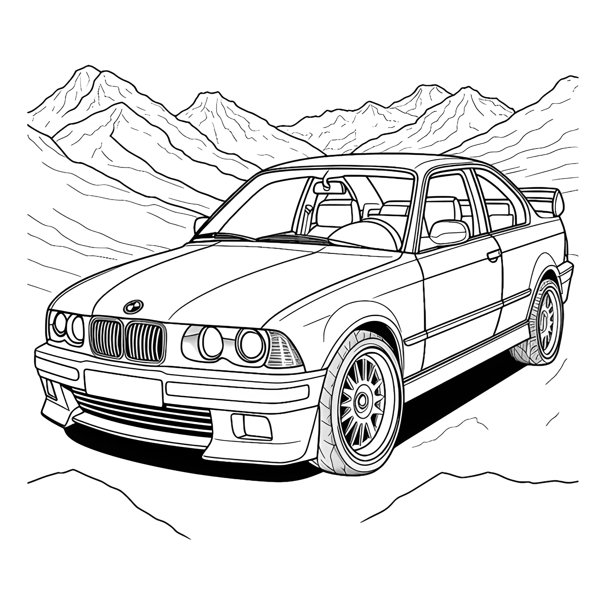 БМВ в горах №3240. Раскраски машины по маркам. БМВ BMW.