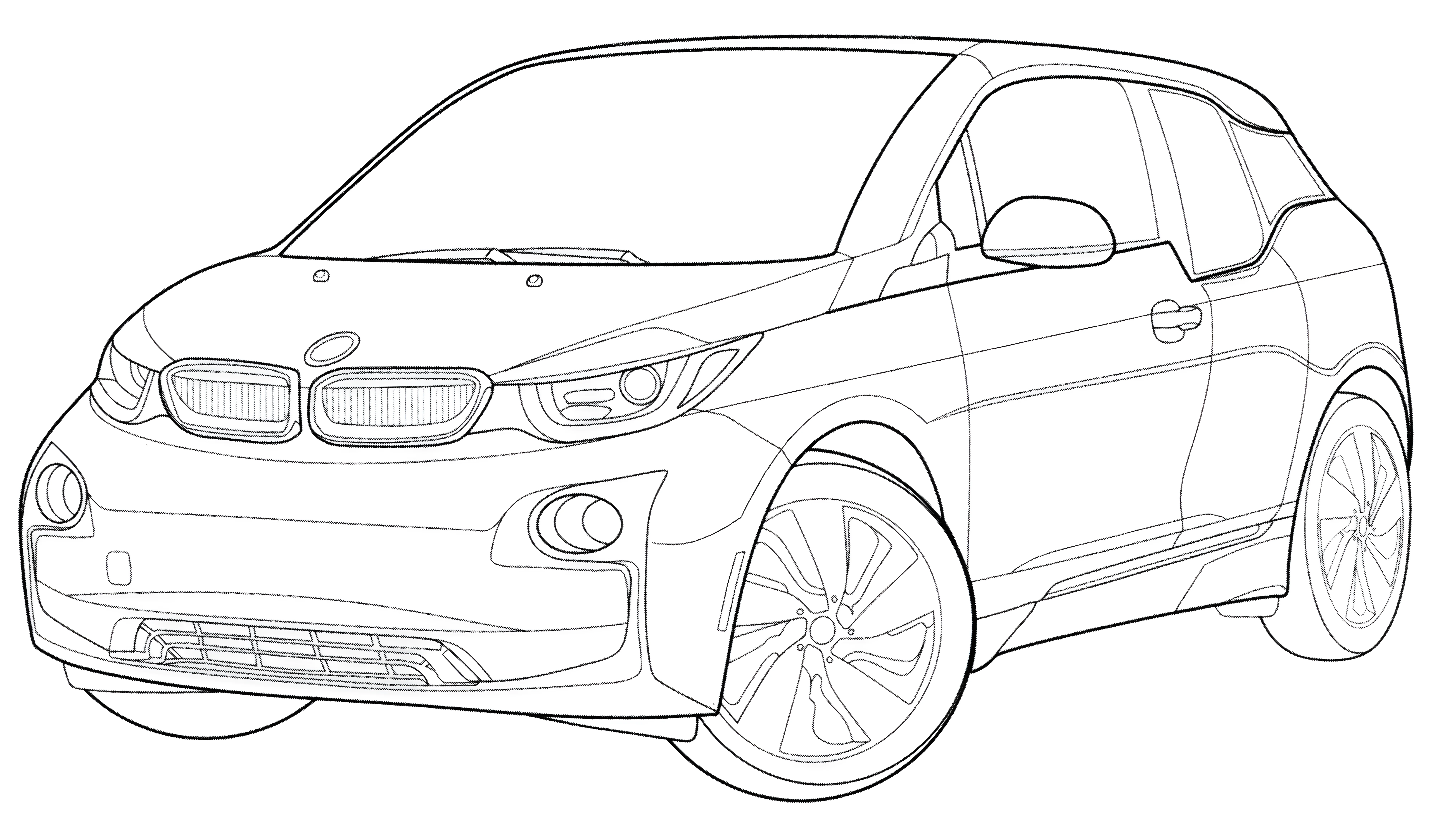BMW i3 №3297. Раскраски машины по маркам. БМВ BMW.