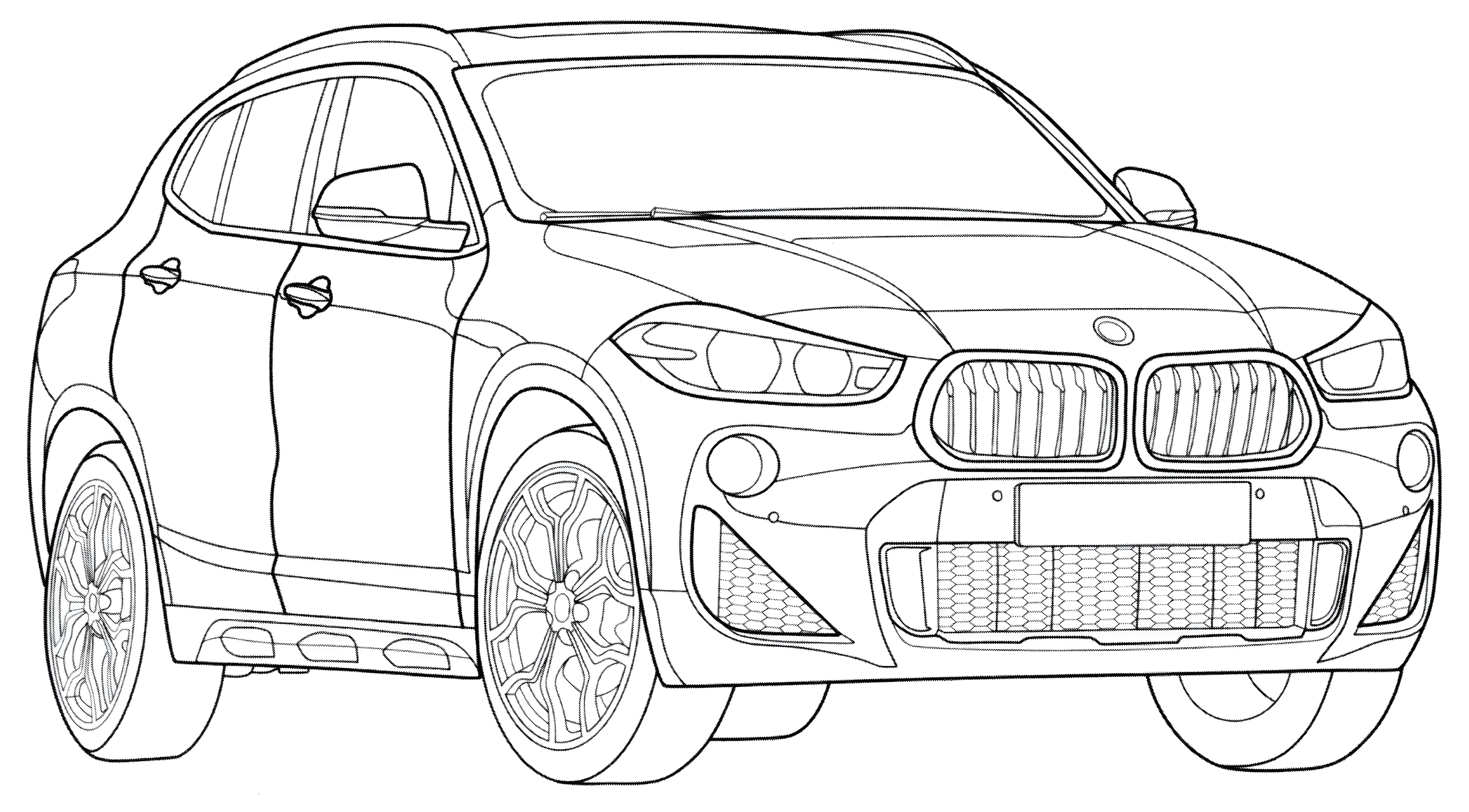 BMW X1 model №3305. Раскраски машины по маркам. БМВ BMW.