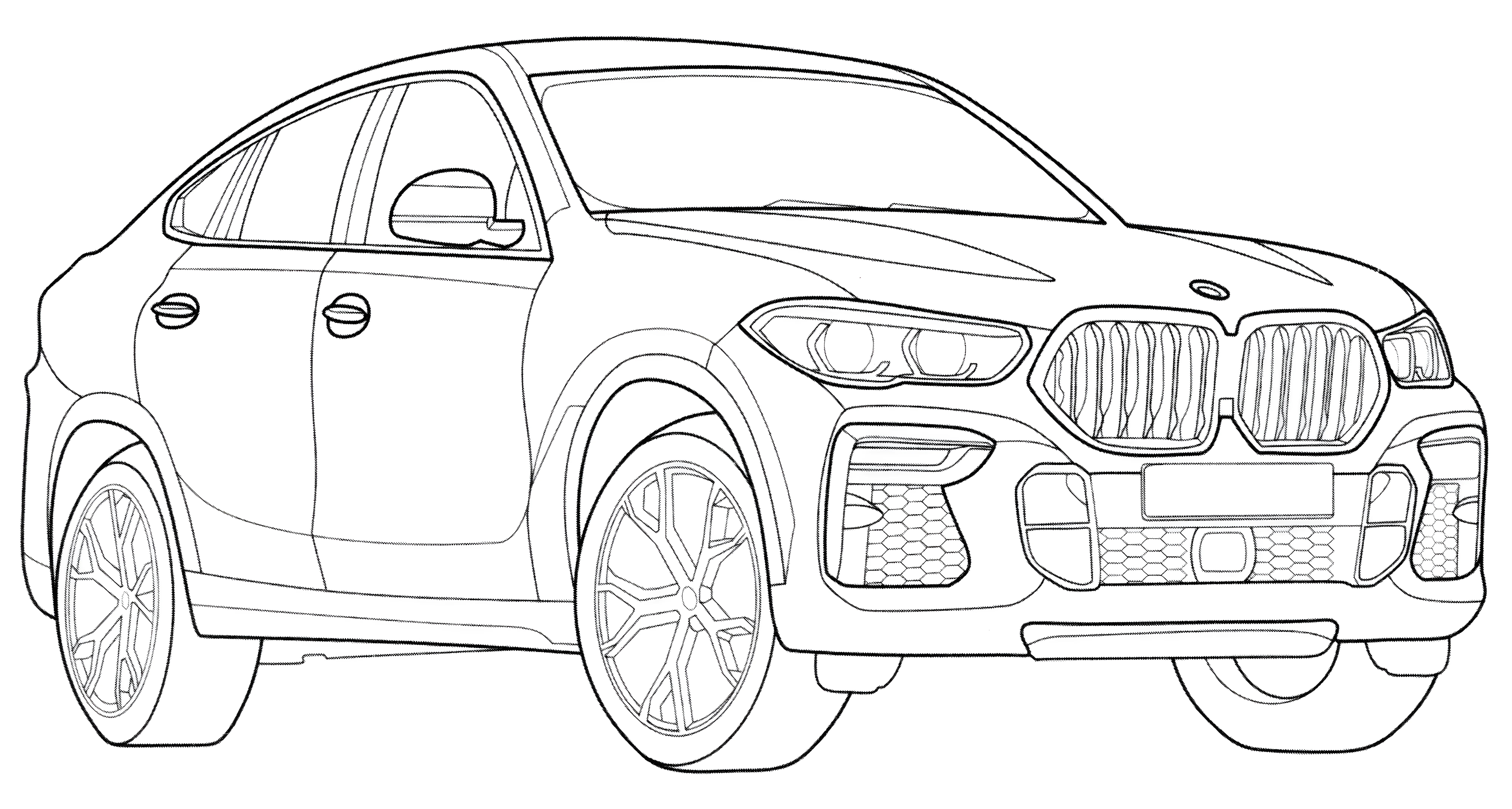 BMW X6 model №3306. Раскраски машины по маркам. БМВ BMW.