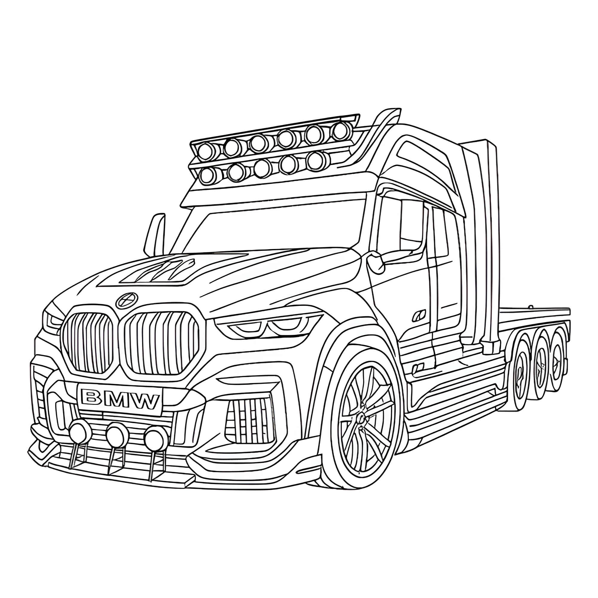 Фура в стиле БМВ №3255. Раскраски машины по маркам. БМВ BMW.