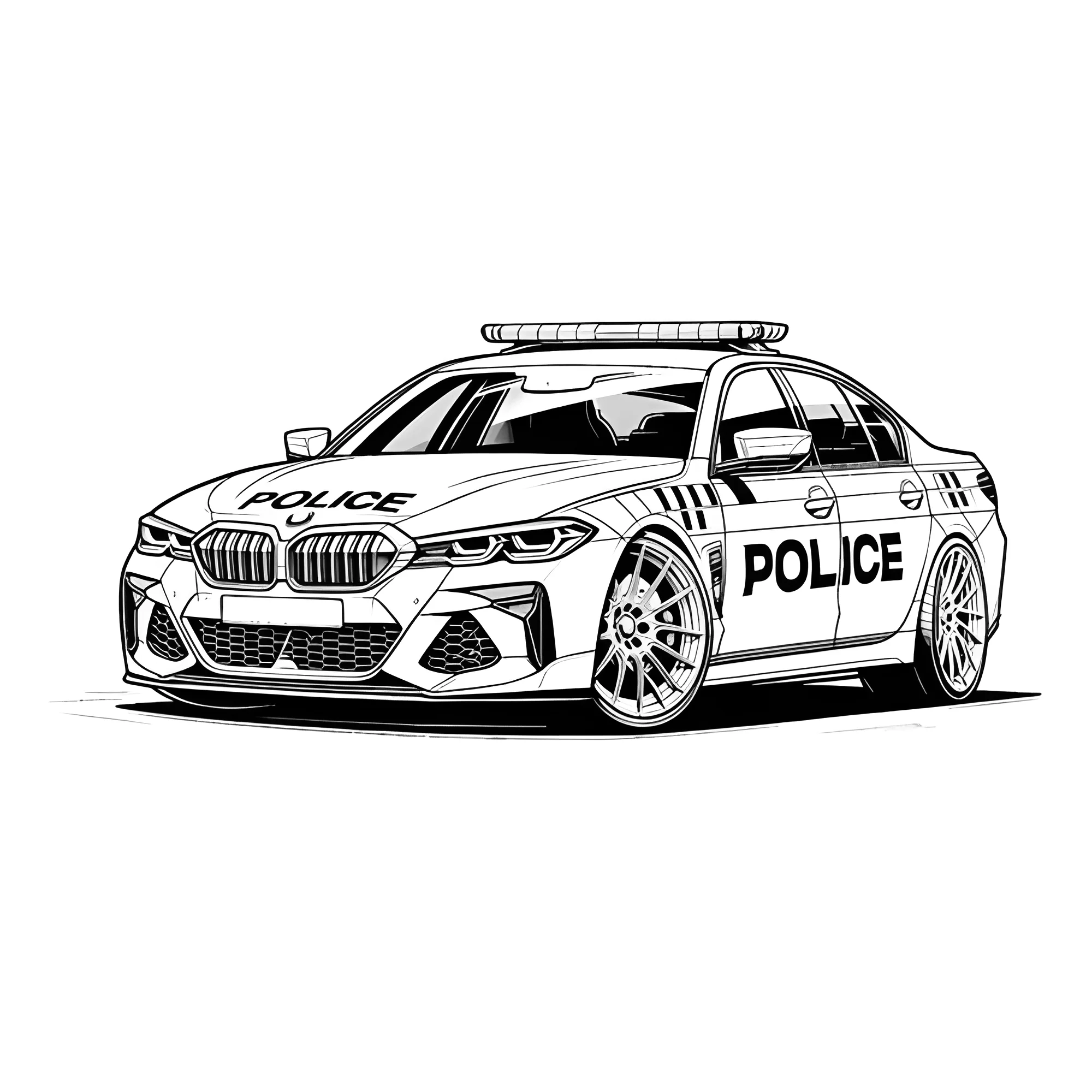 Полицейский БМВ №3265. Раскраски машины по маркам. БМВ BMW.