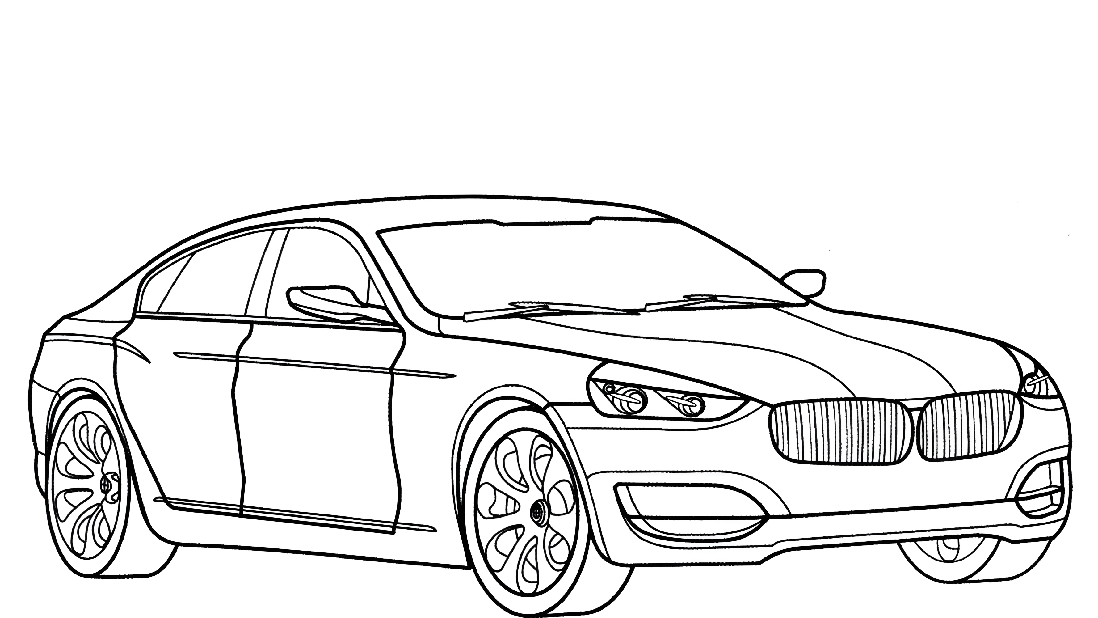 Мощная машина №3350. Раскраски машины по маркам. БМВ BMW.