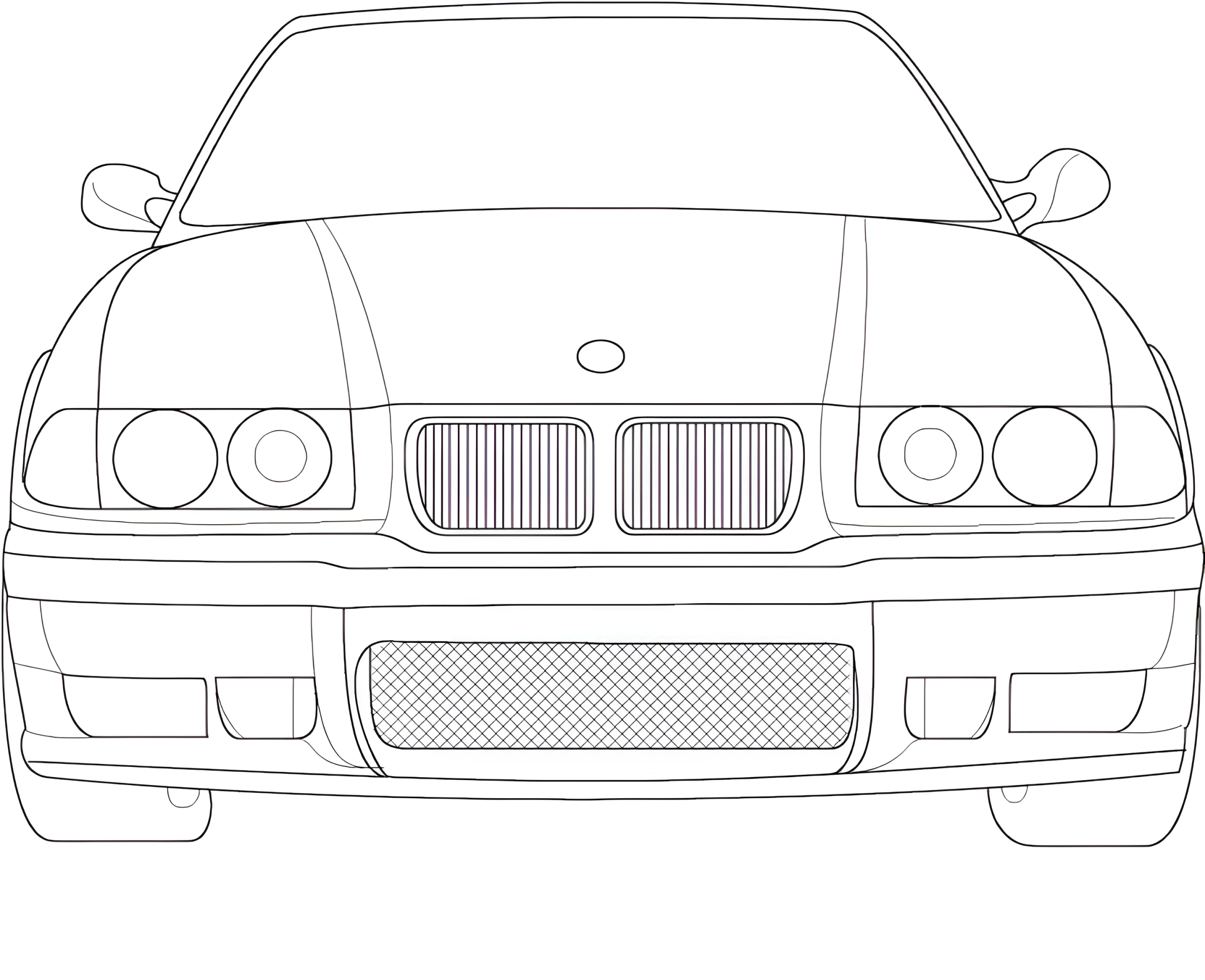Вид спереди №3349. Раскраски машины по маркам. БМВ BMW.