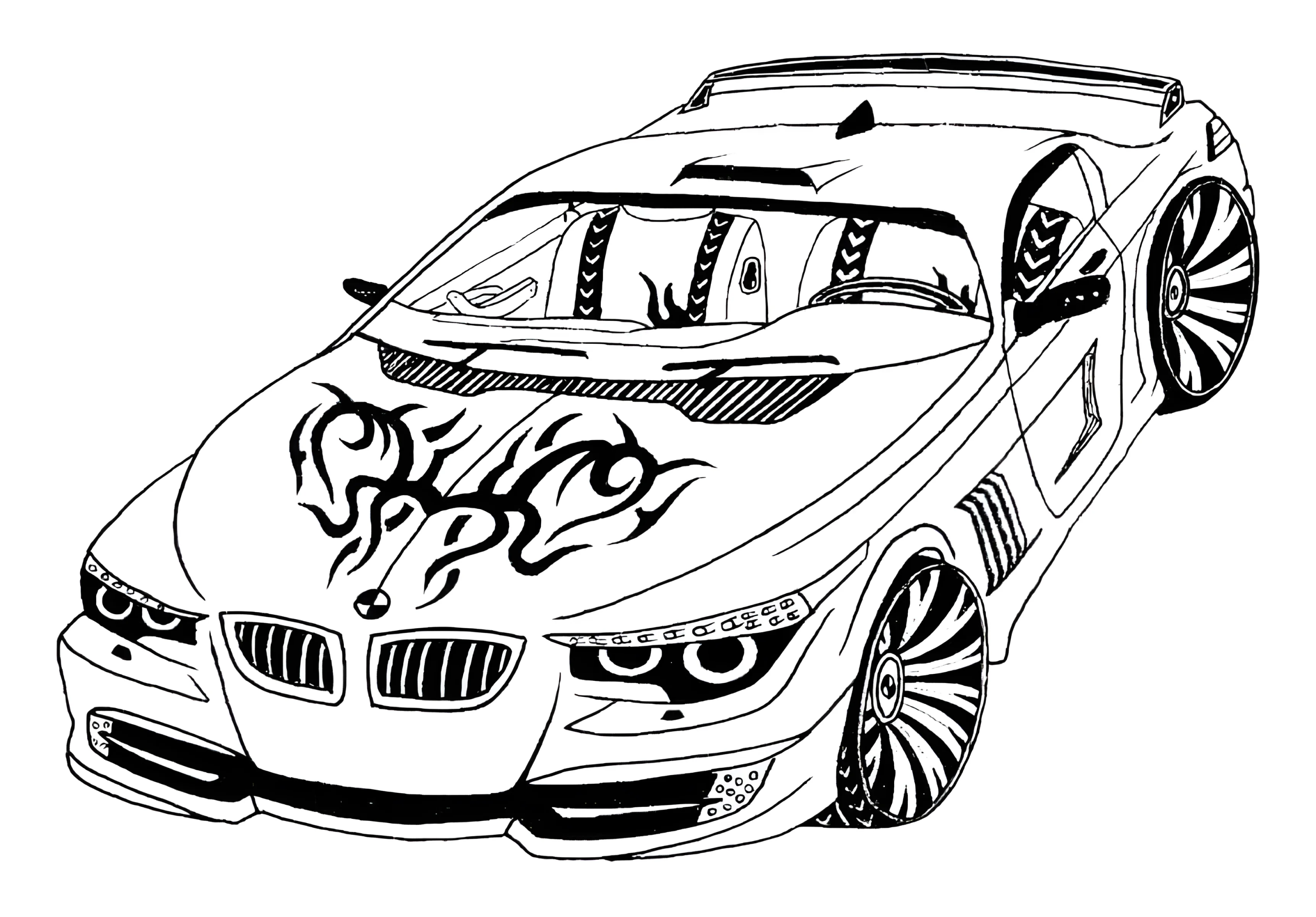 БМВ с тату №3314. Раскраски машины по маркам. БМВ BMW.