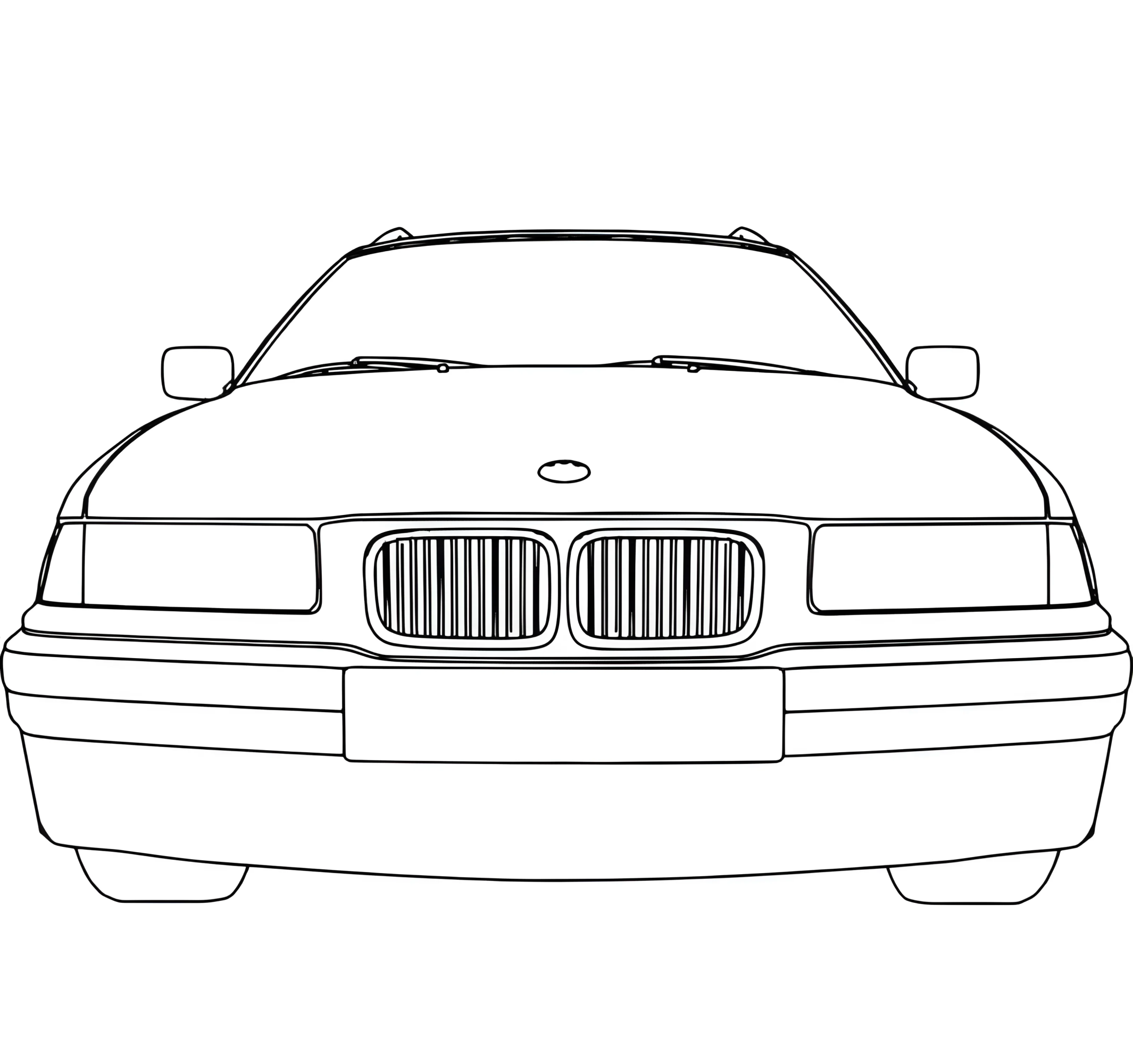 Раскраска БМВ с минимум деталей №3313. Раскраски машины по маркам. БМВ BMW.