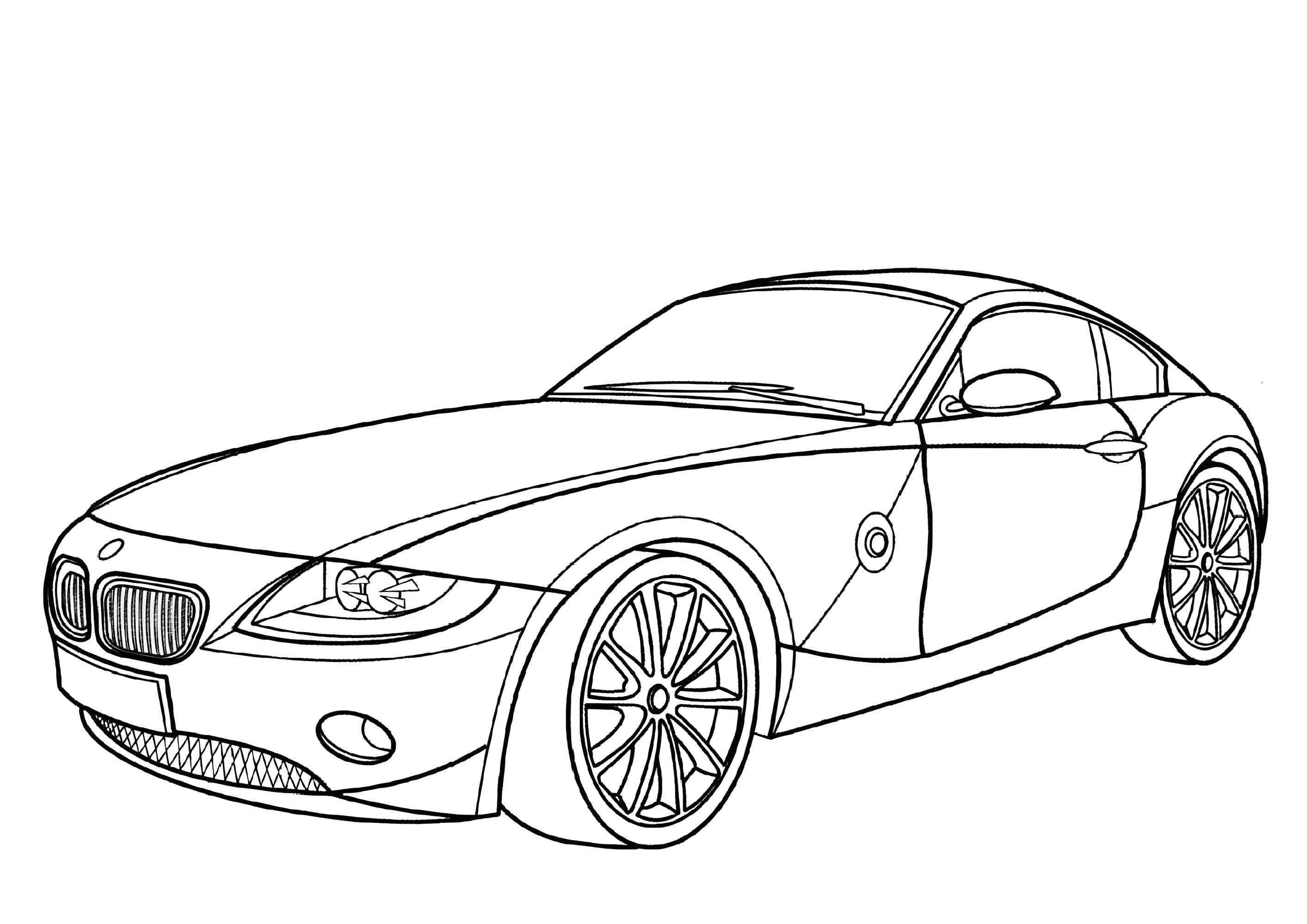 Крутая машина №3320. Раскраски машины по маркам. БМВ BMW.