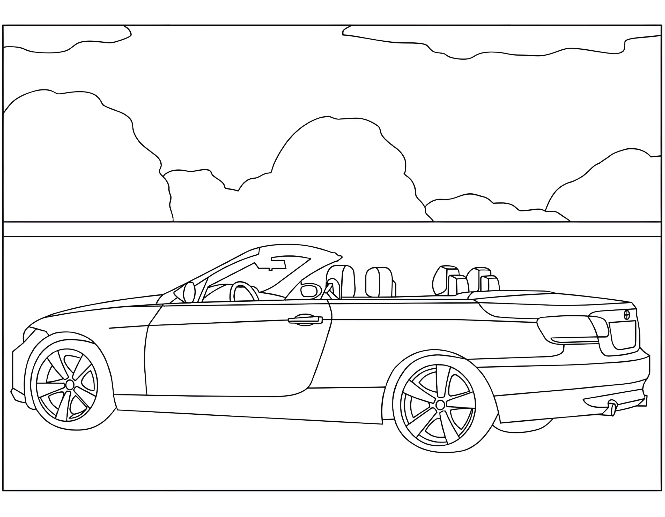 Кабриолет №3325. Раскраски машины по маркам. БМВ BMW.