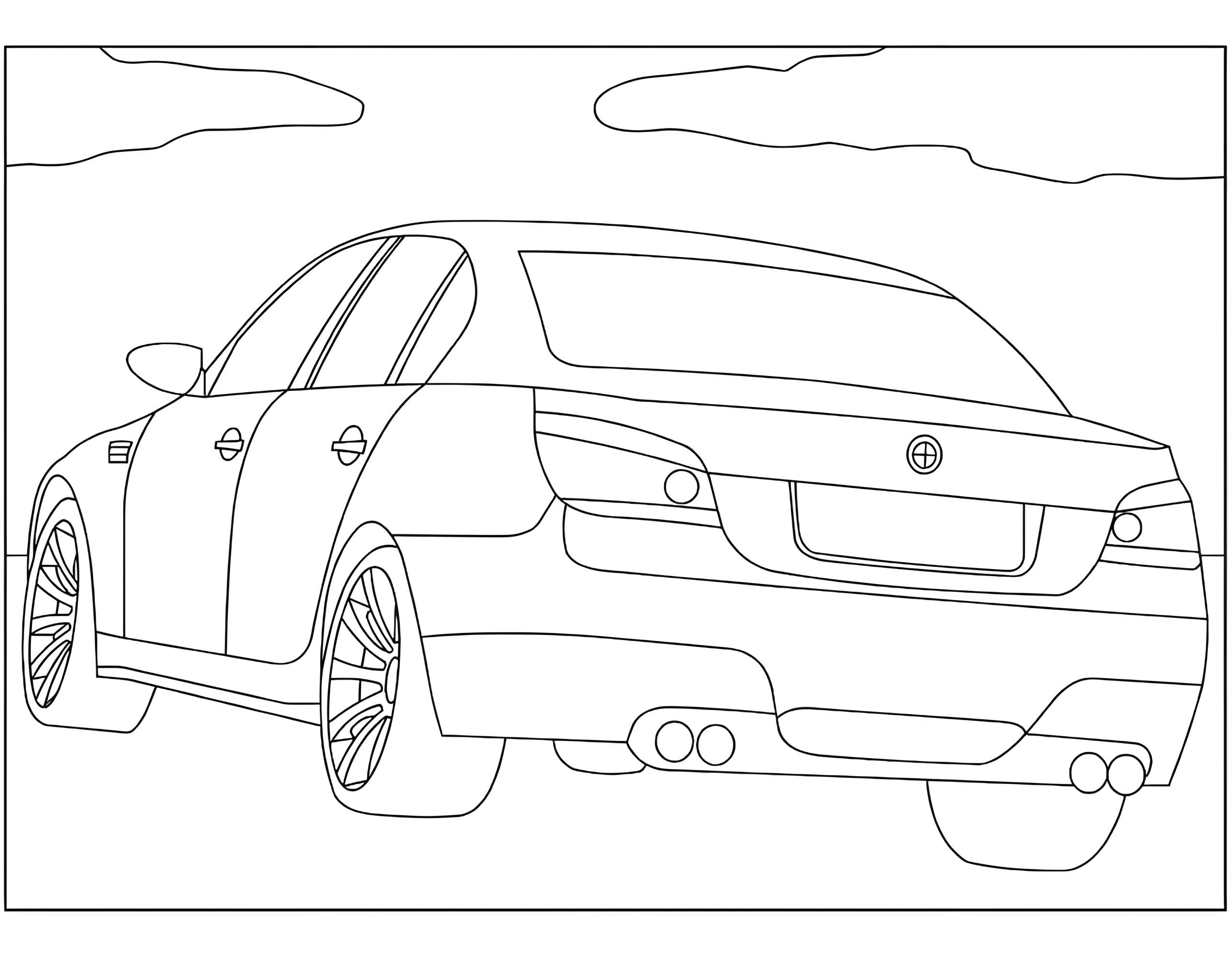 Вид сзади №3328. Раскраски машины по маркам. БМВ BMW.