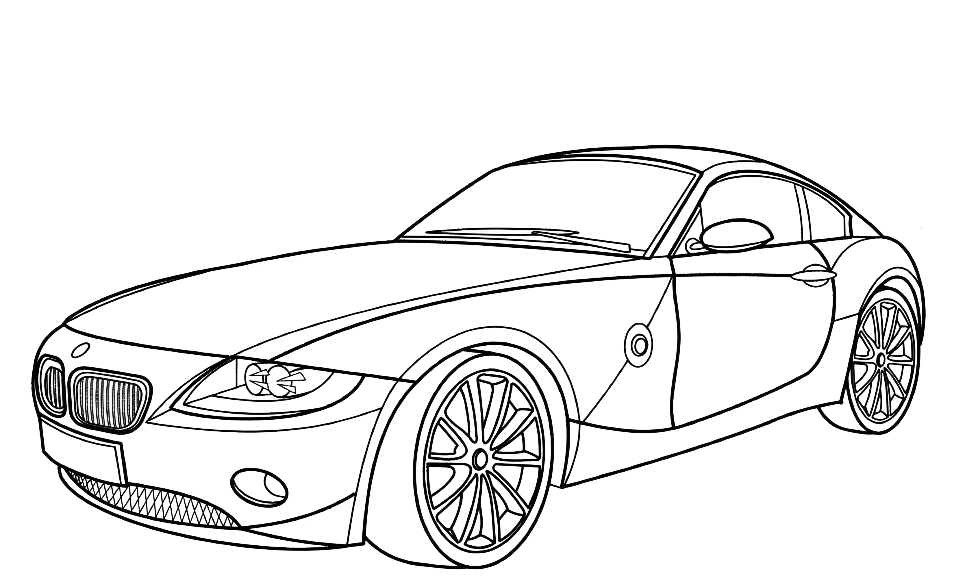 Спортивная машина №3335. Раскраски машины по маркам. БМВ BMW.