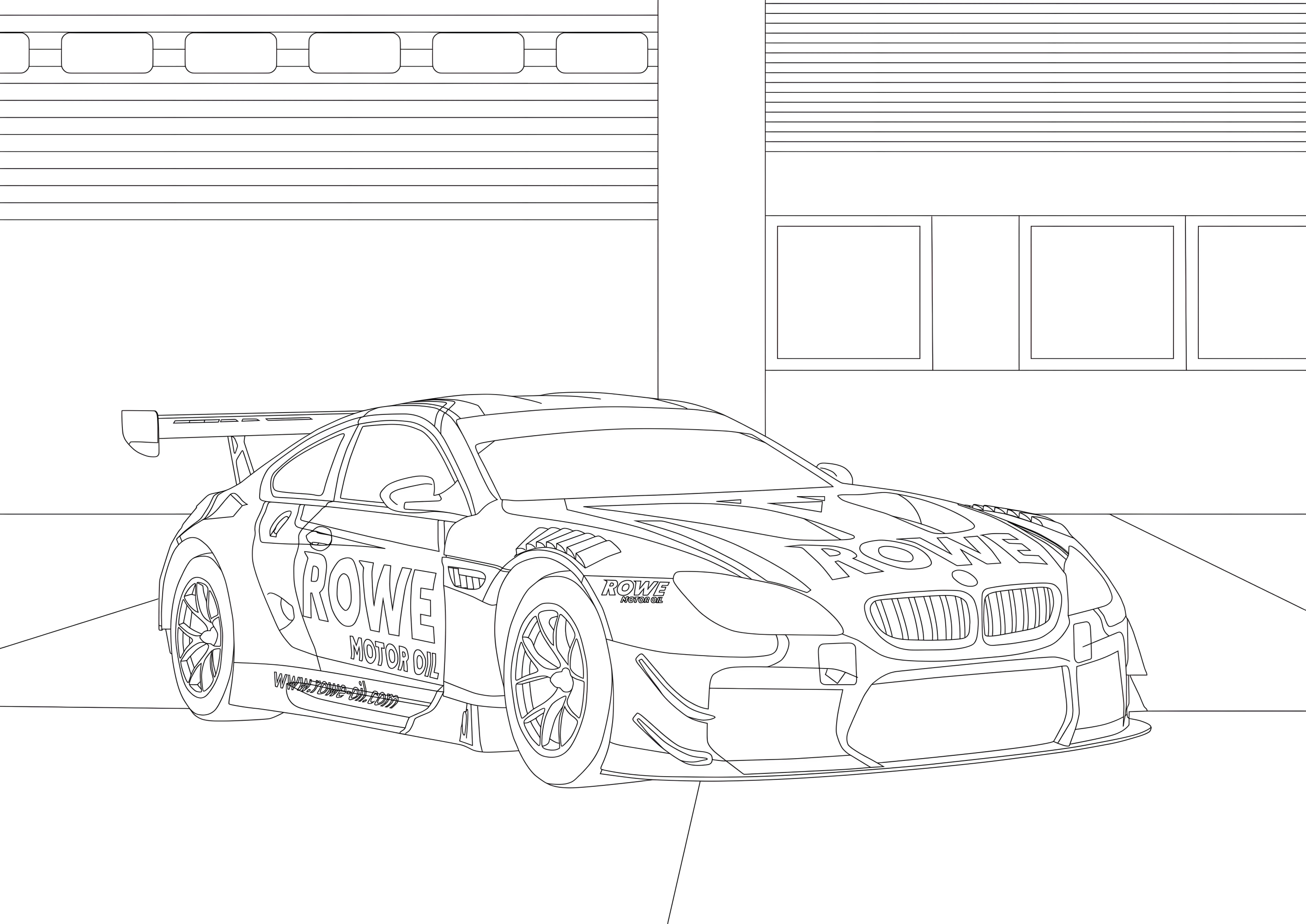 Гоночный автомобиль БМВ №3332. Раскраски машины по маркам. БМВ BMW.