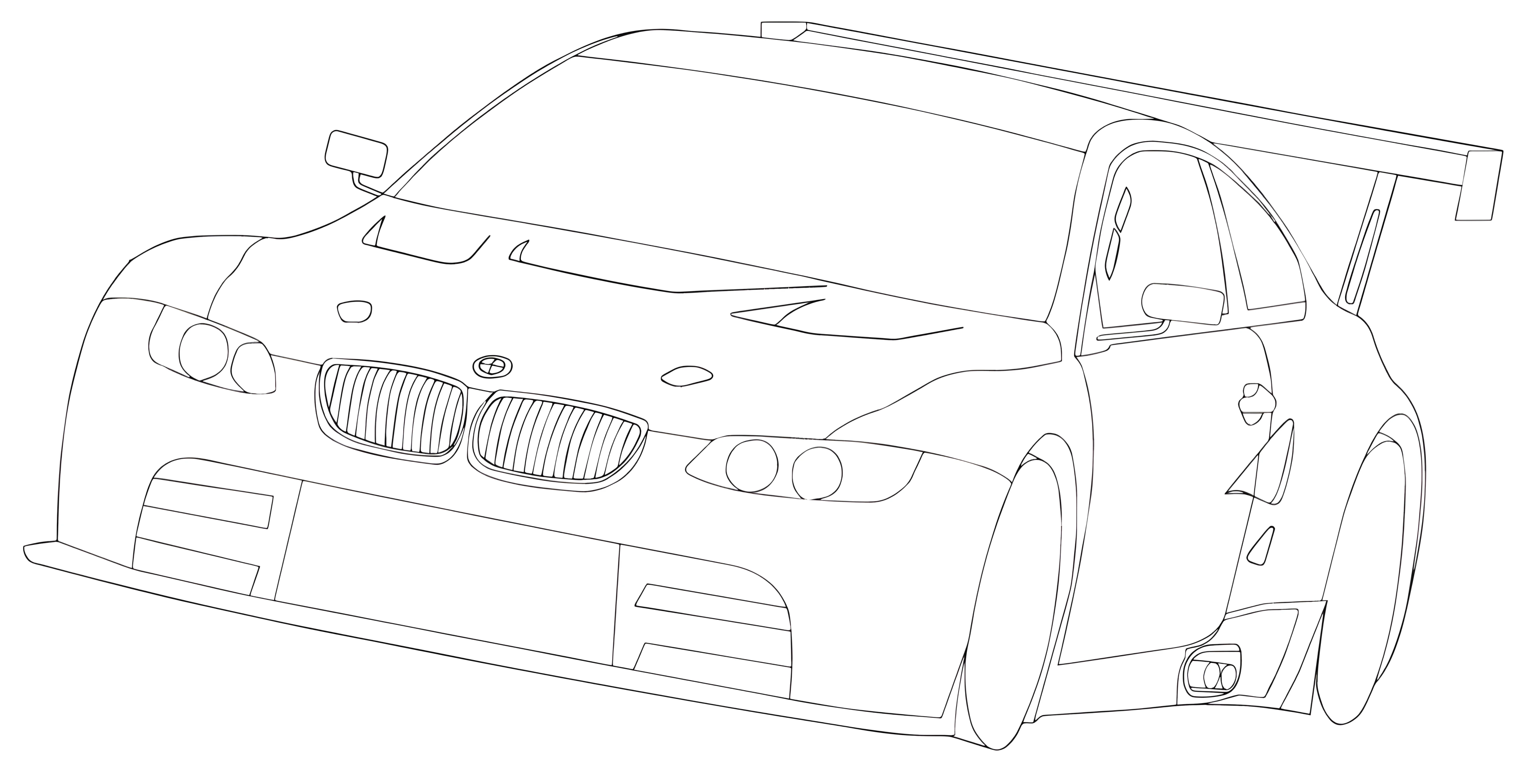 Раскраска Гоночное авто BMW E92 M3 GTR №3343. Раскраски машины по маркам. БМВ BMW.