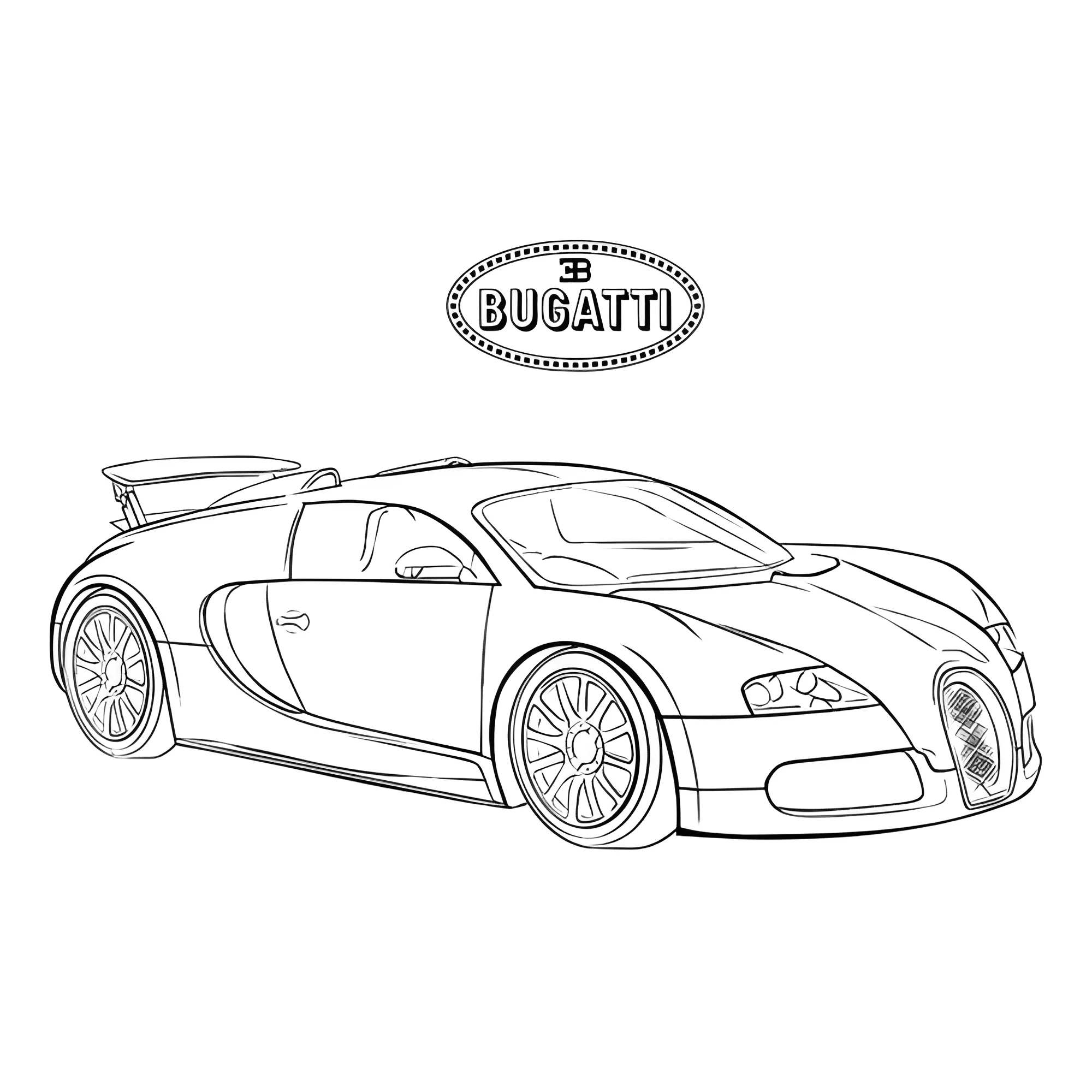 Бугатти EB Рисунок-раскраска №3905. Раскраски машины по маркам. Бугатти Bugatti.