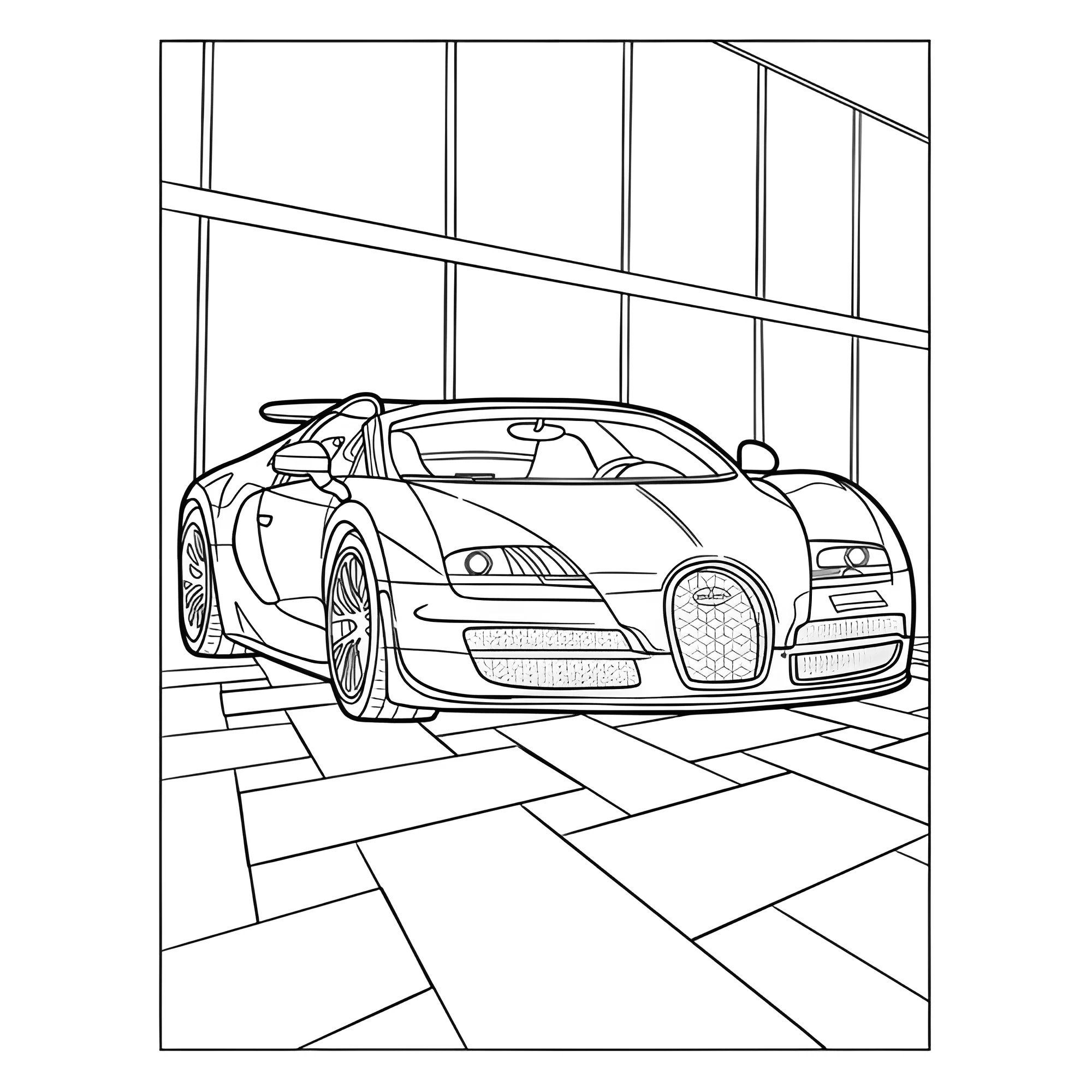 Бугатти Veyron Grand Sport Vitesse Рисунок-раскраска №3901. Раскраски машины по маркам. Бугатти Bugatti.
