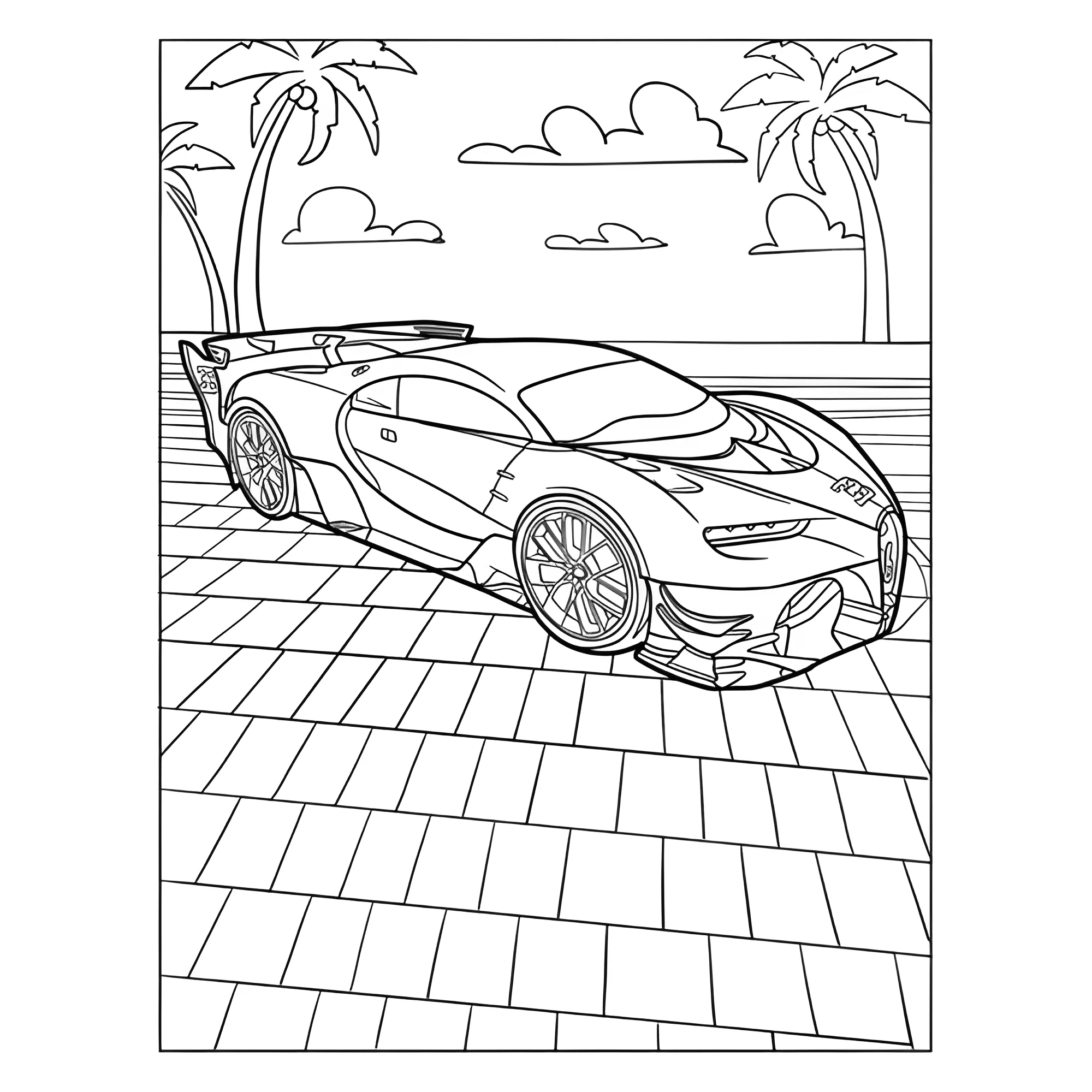 Бугатти Vision Gran Turismo Рисунок-раскраска №3886. Раскраски машины по маркам. Бугатти Bugatti.