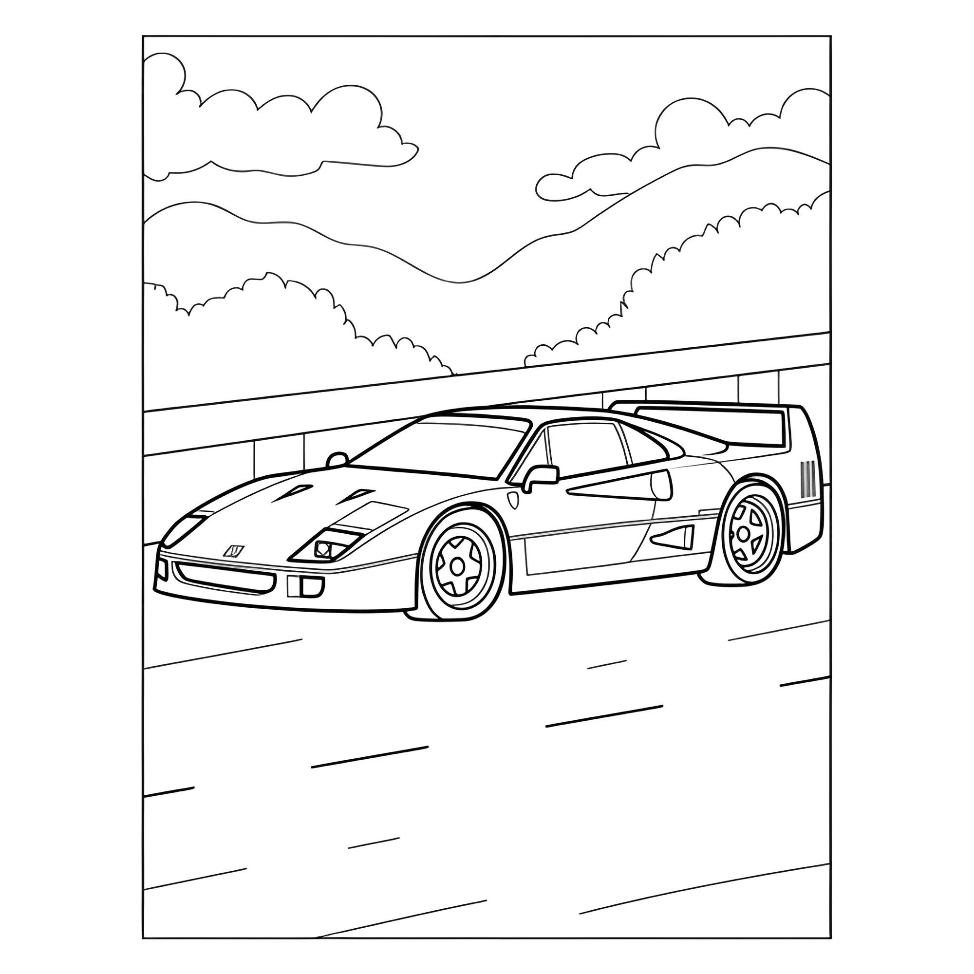 Феррари F40 №3831. Раскраски машины по маркам. Феррари Ferrari.