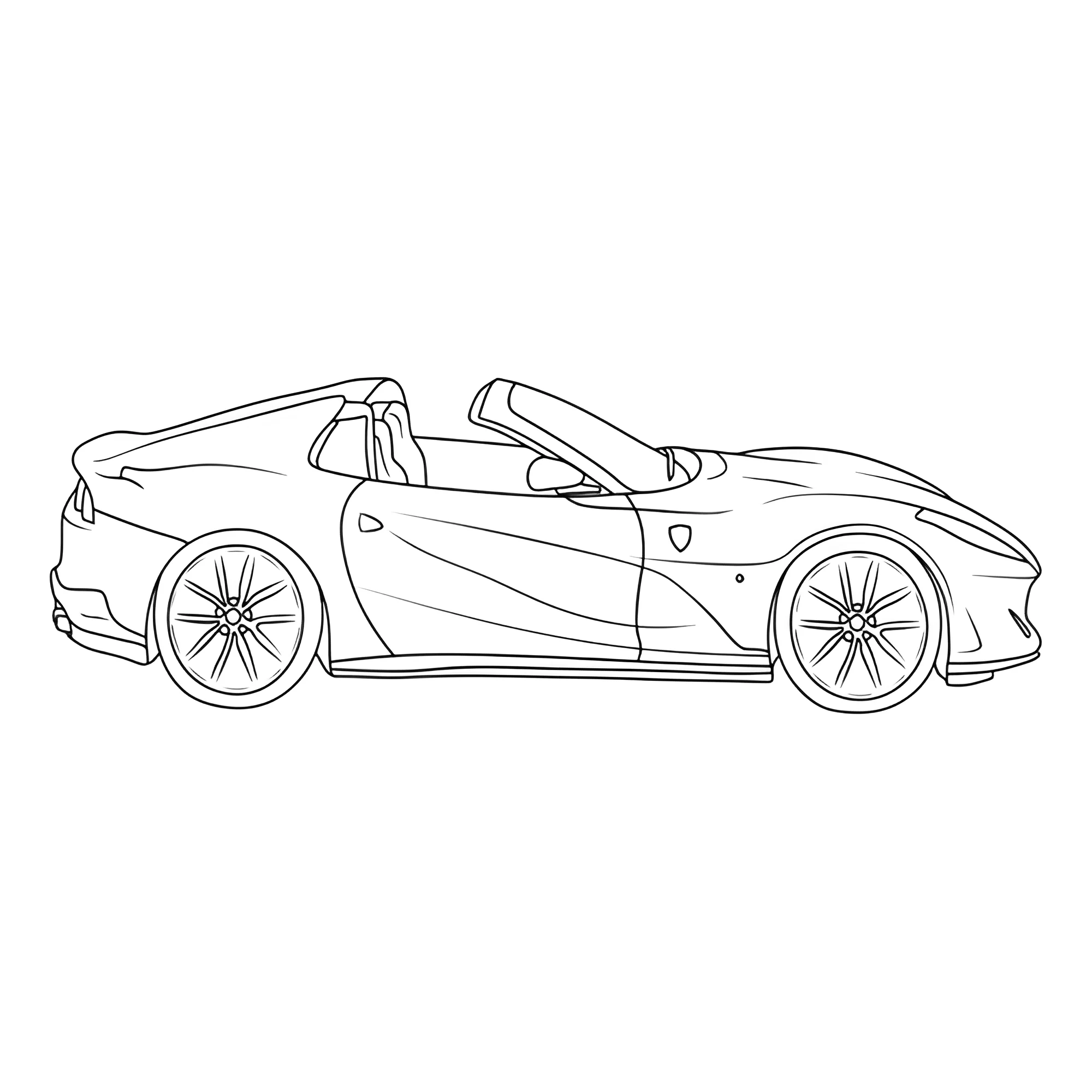 Феррари вид сбоку №3821. Раскраски машины по маркам. Феррари Ferrari.