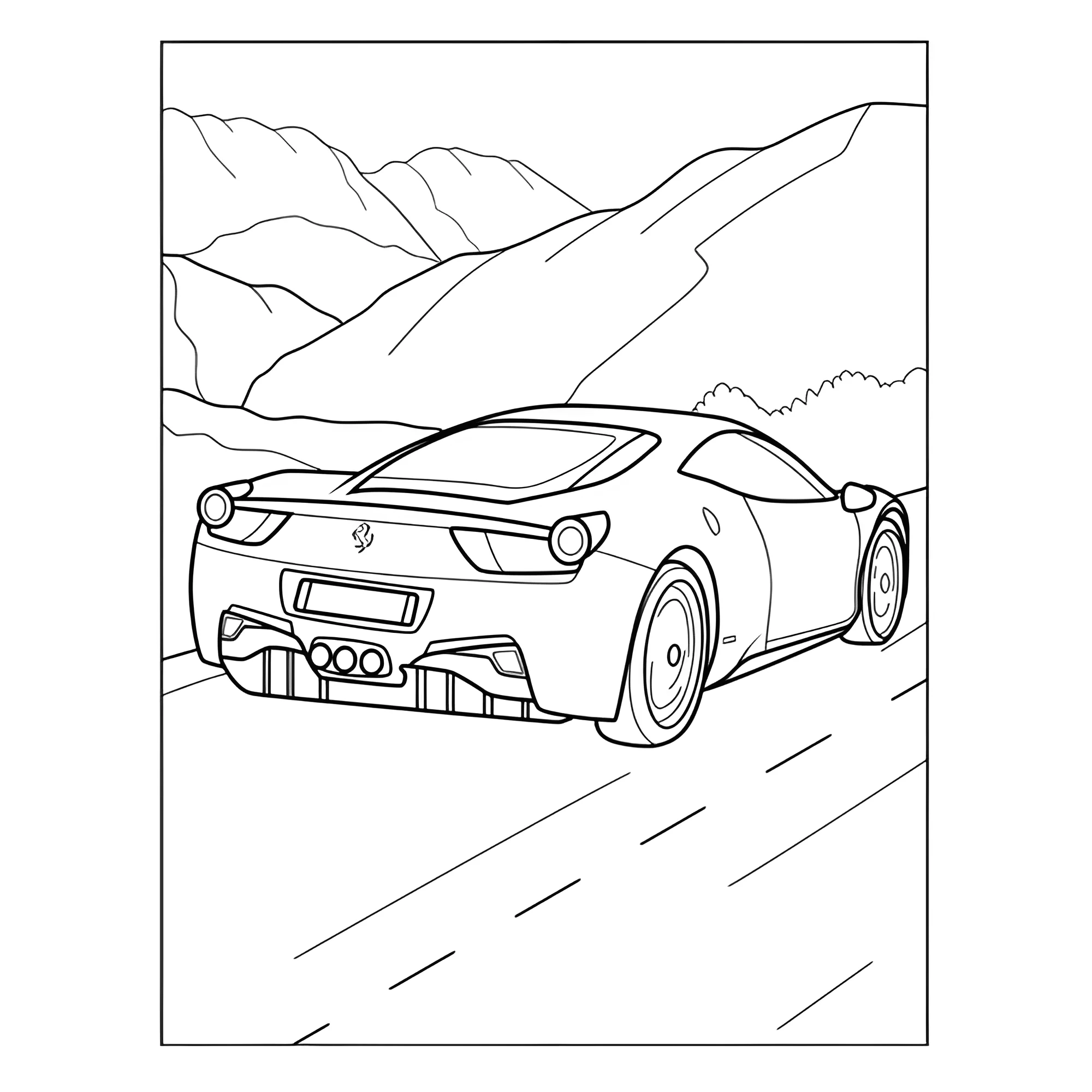 Феррари вид сзади №3817. Раскраски машины по маркам. Феррари Ferrari.