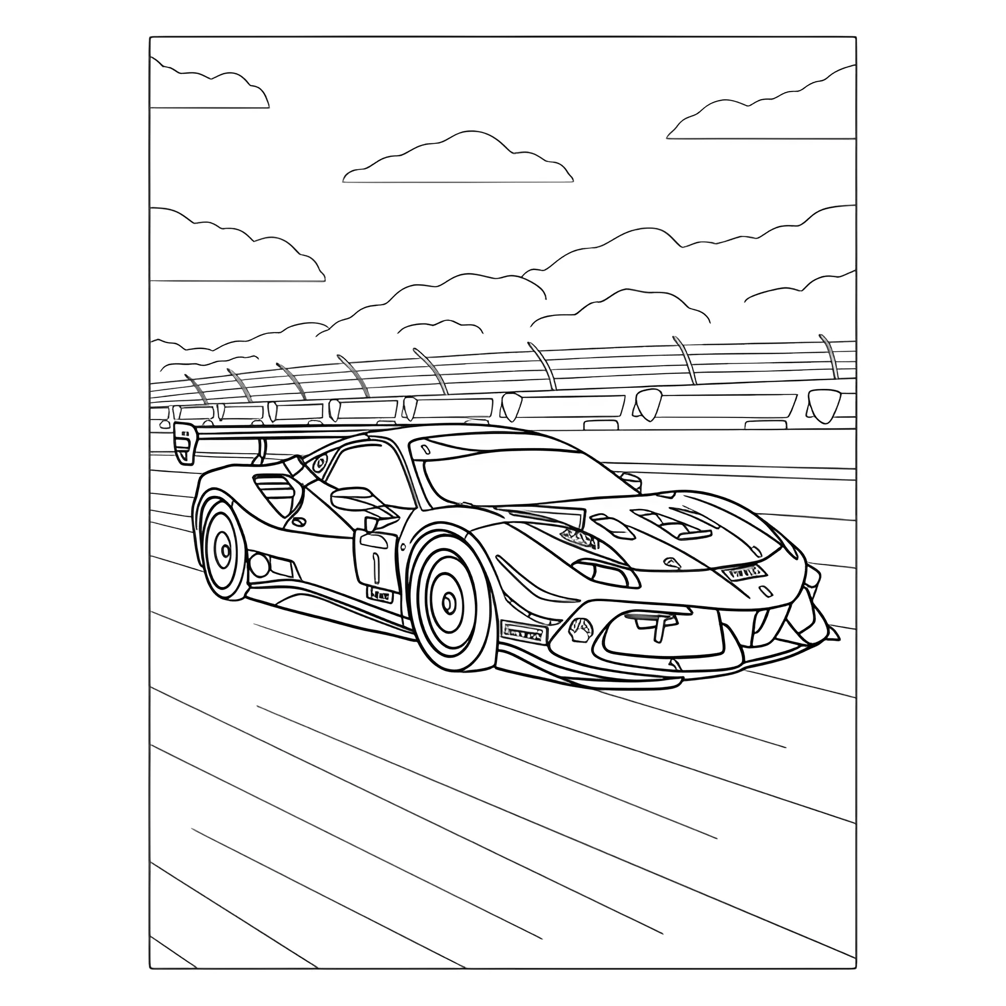Гоночный автомобиль Феррари №3820. Раскраски машины по маркам. Феррари Ferrari.