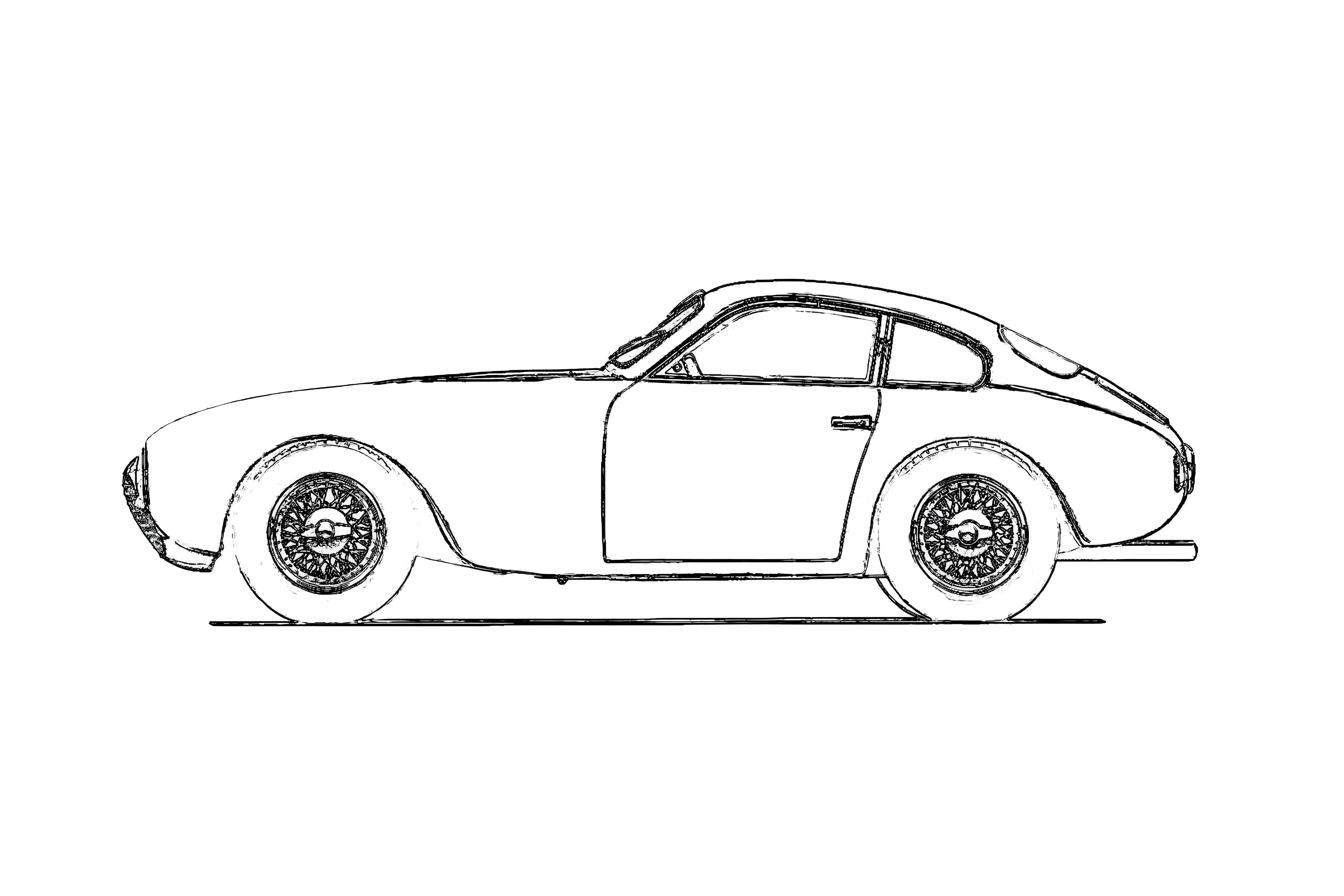 Ferrari 340 America 1950 Рисунок-раскраска №3838. Раскраски машины по маркам. Феррари Ferrari.
