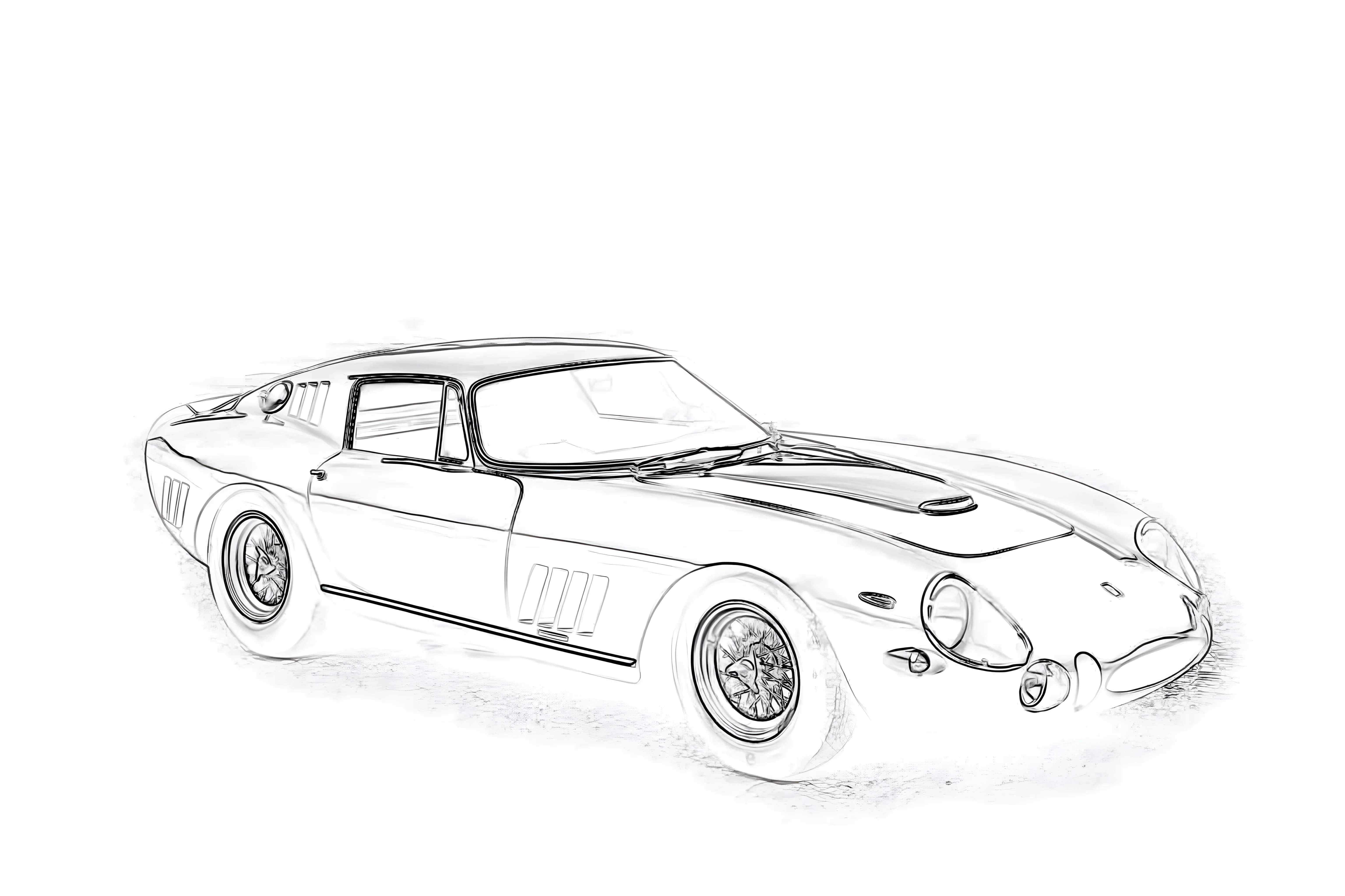 Ferrari 275 GTB Competizion 1965 Рисунок-раскраска №3847. Раскраски машины по маркам. Феррари Ferrari.