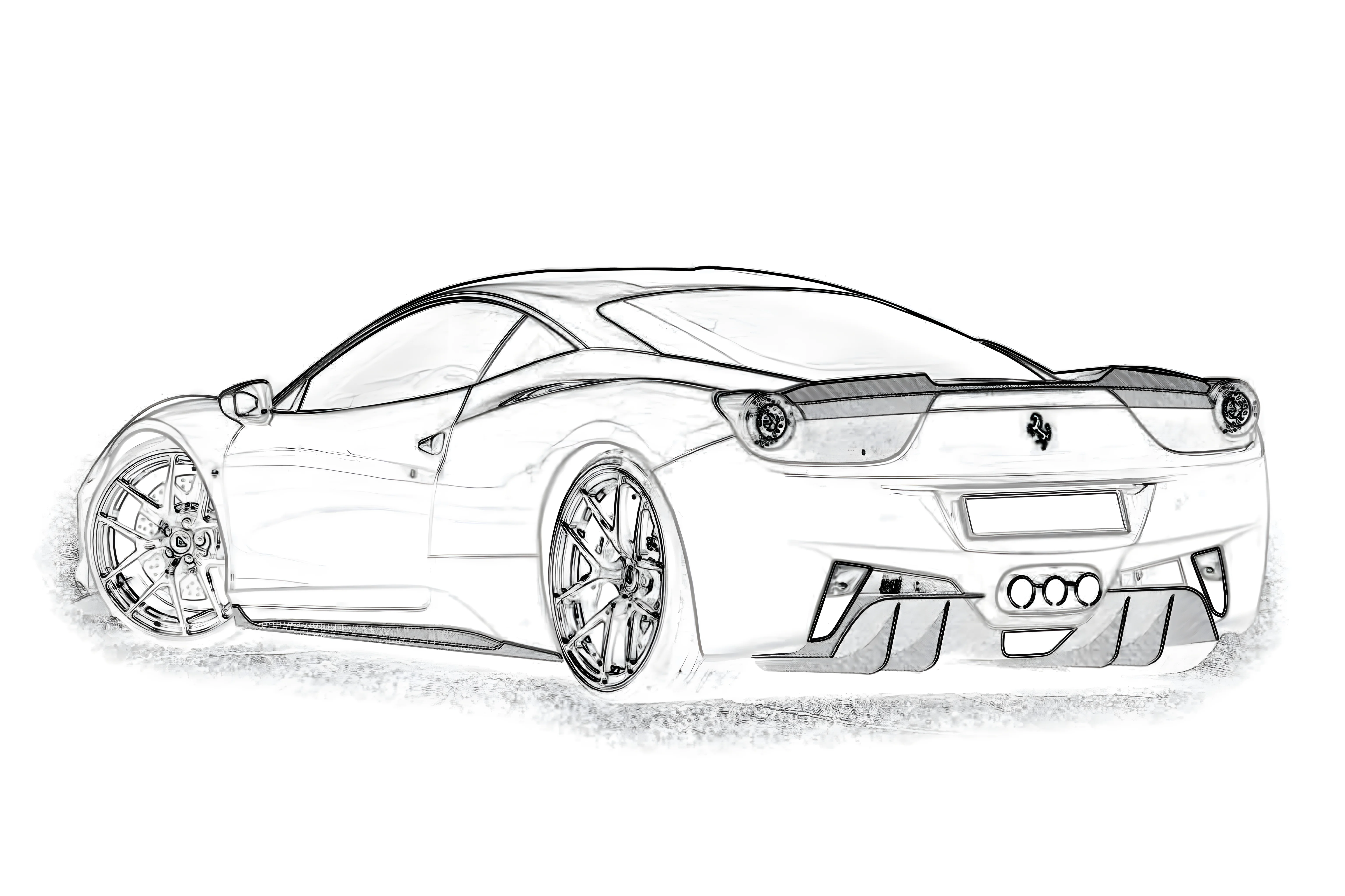 Ferrari 458 Speciale 2013 Рисунок-раскраска №3874. Раскраски машины по маркам. Феррари Ferrari.