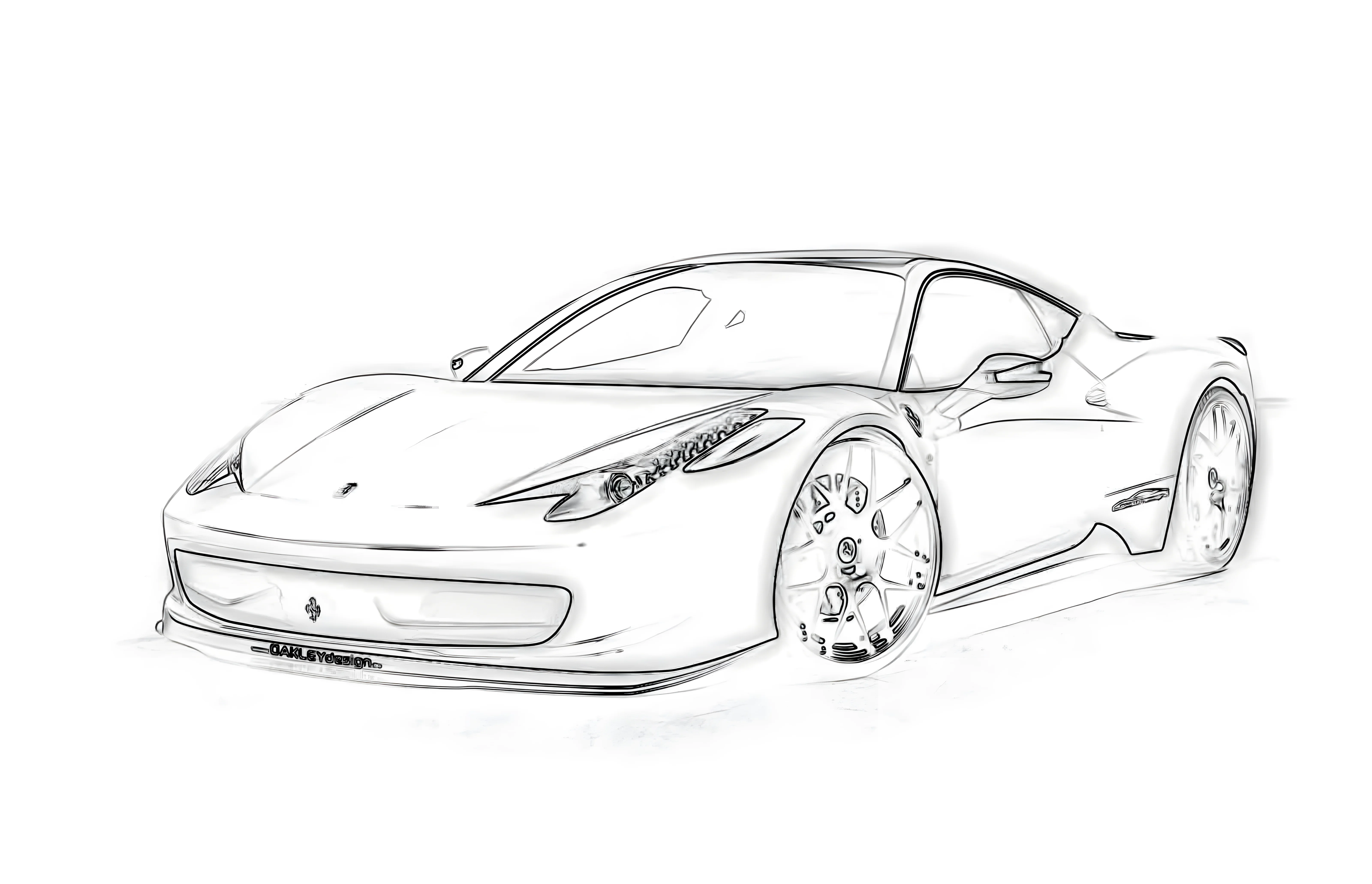 Ferrari 488 Pista 2018 Рисунок-раскраска №3880. Раскраски машины по маркам. Феррари Ferrari.