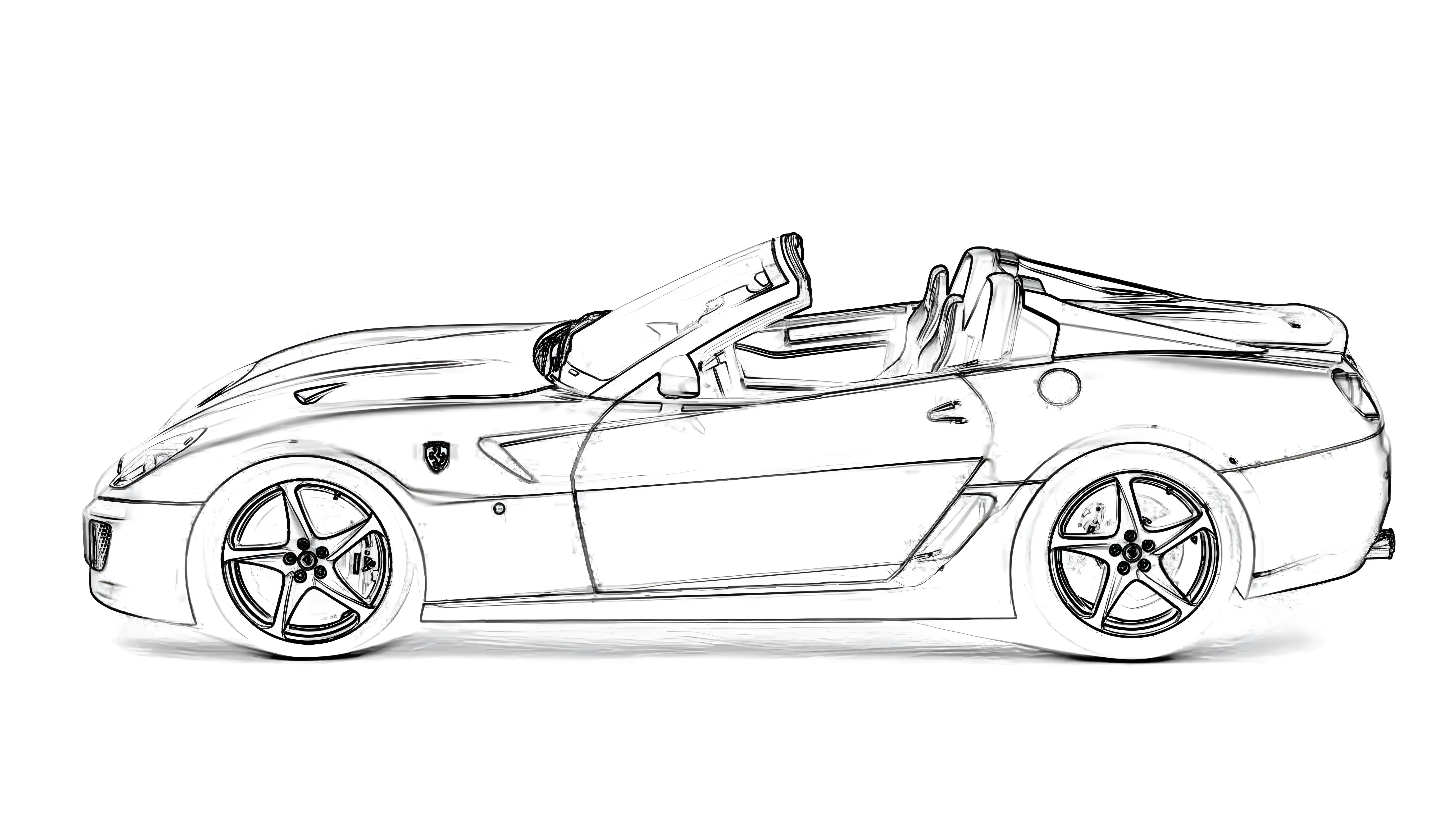 Ferrari 599 SA Aperta 2010 Рисунок-раскраска №3872. Раскраски машины по маркам. Феррари Ferrari.