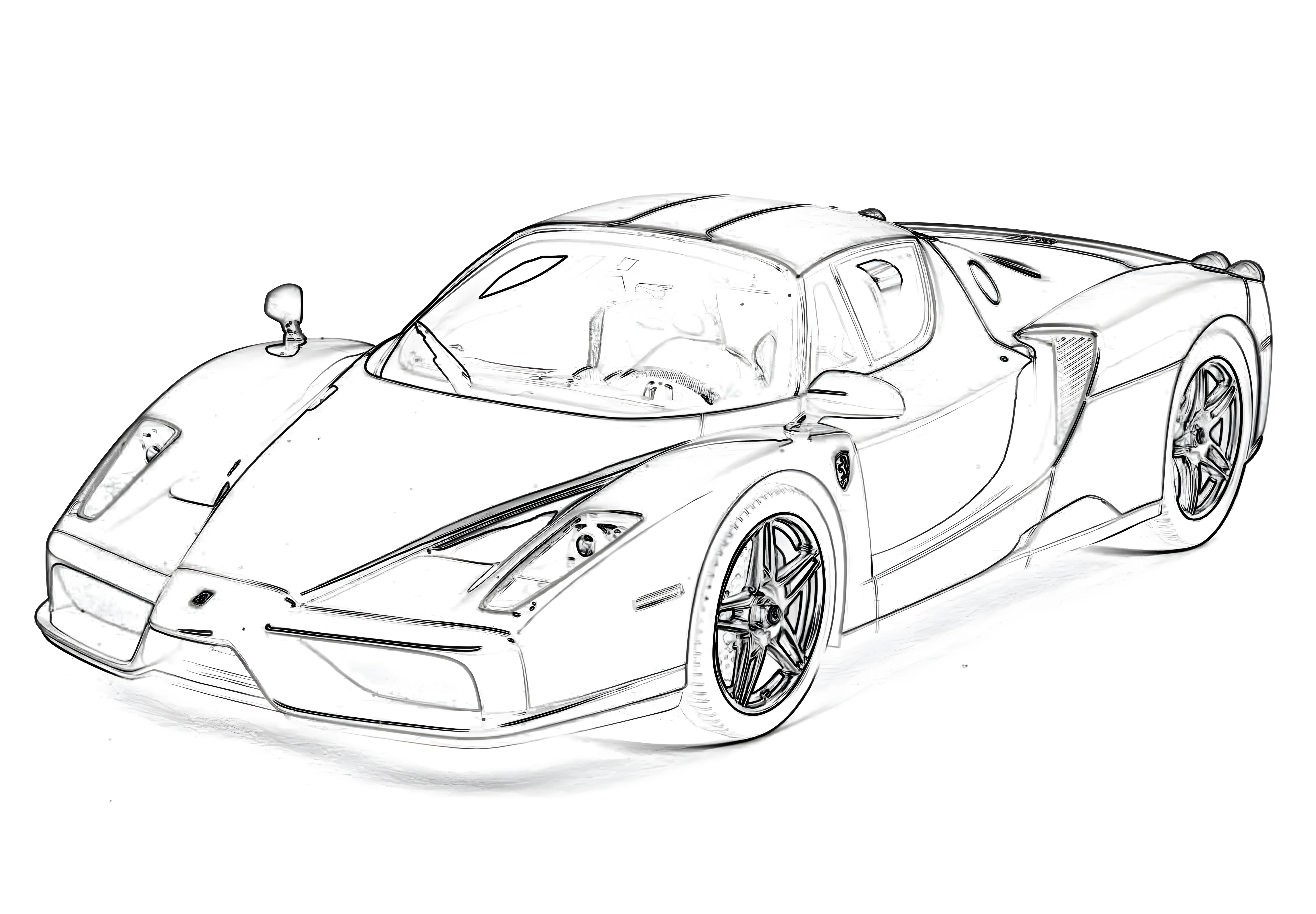 Ferrari Enzo 2002 Рисунок-раскраска №3866. Раскраски машины по маркам. Феррари Ferrari.