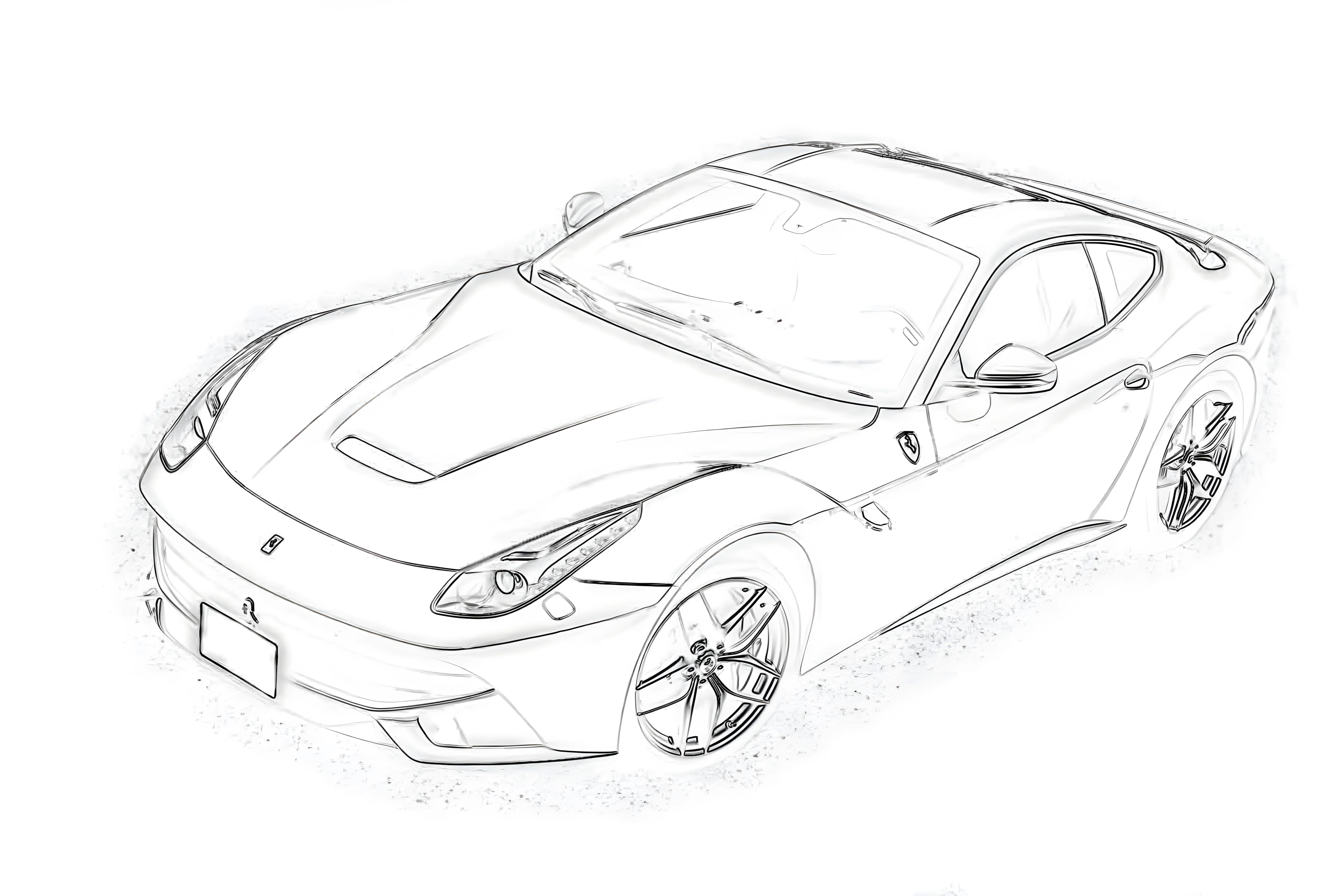 Ferrari F12 Berlinetta Lusso 2012 Рисунок-раскраска №3873. Раскраски машины по маркам. Феррари Ferrari.