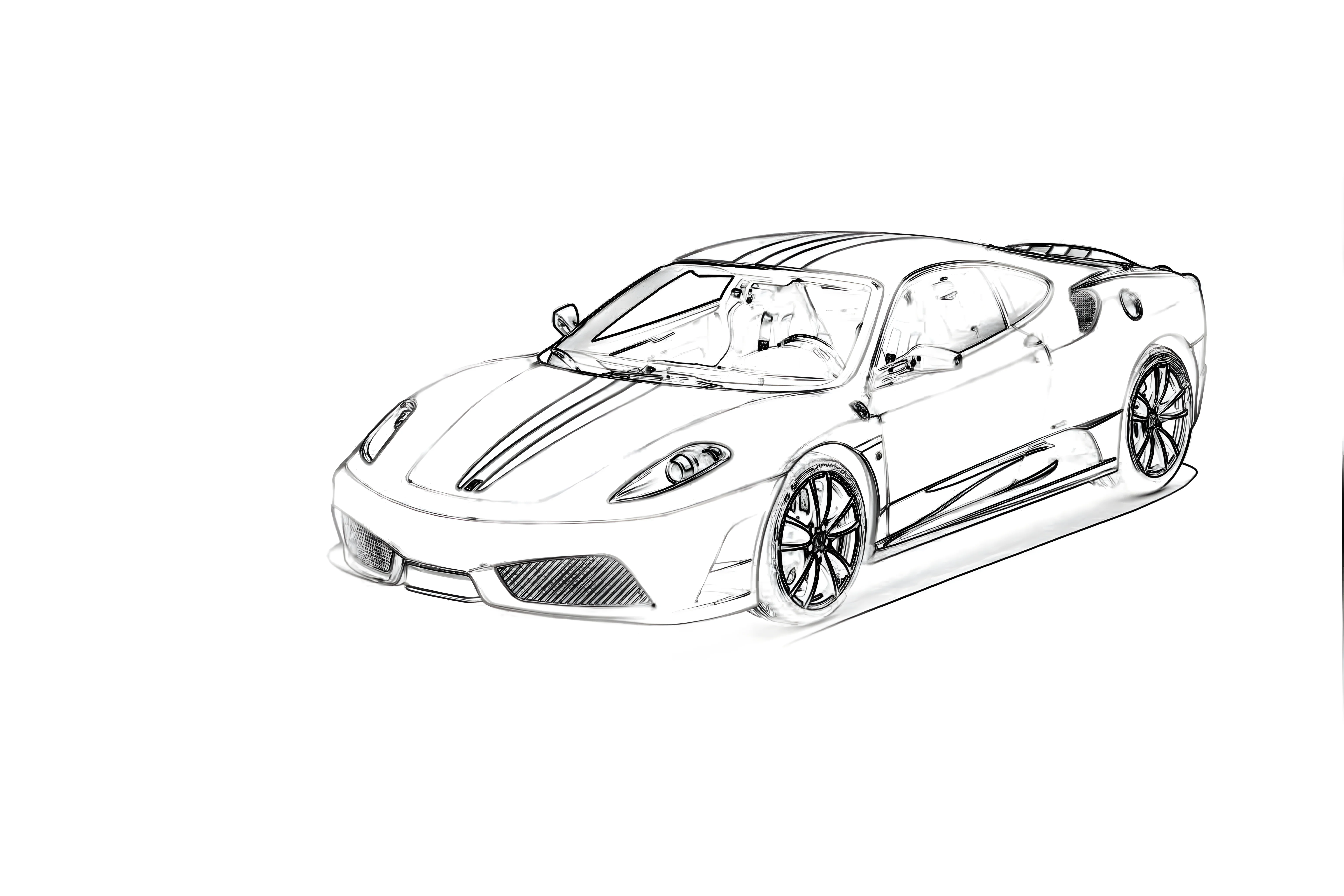 Ferrari F430 2004 Рисунок-раскраска №3867. Раскраски машины по маркам. Феррари Ferrari.