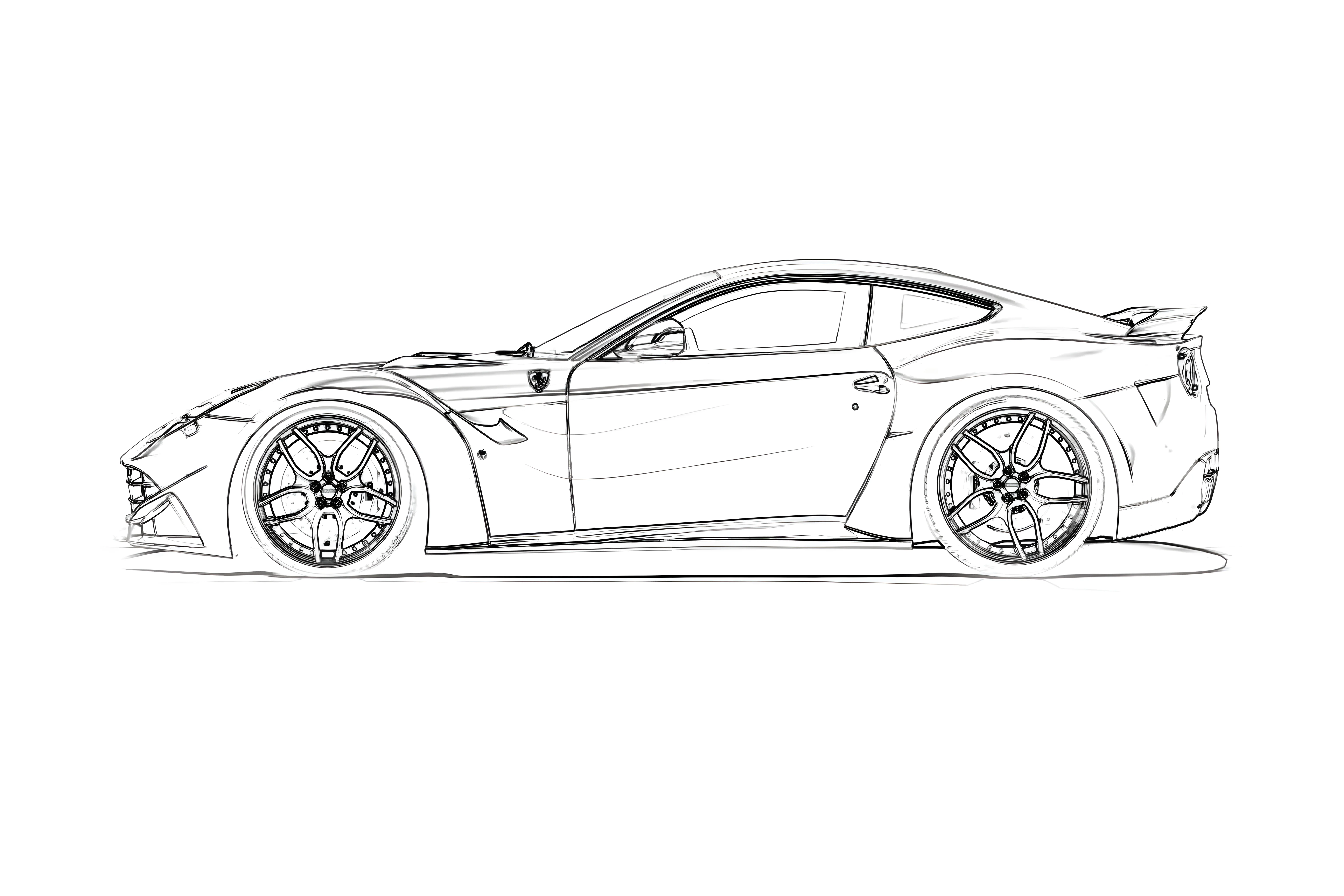 Ferrari 599XX 2009 Рисунок-раскраска №3871. Раскраски машины по маркам. Феррари Ferrari.