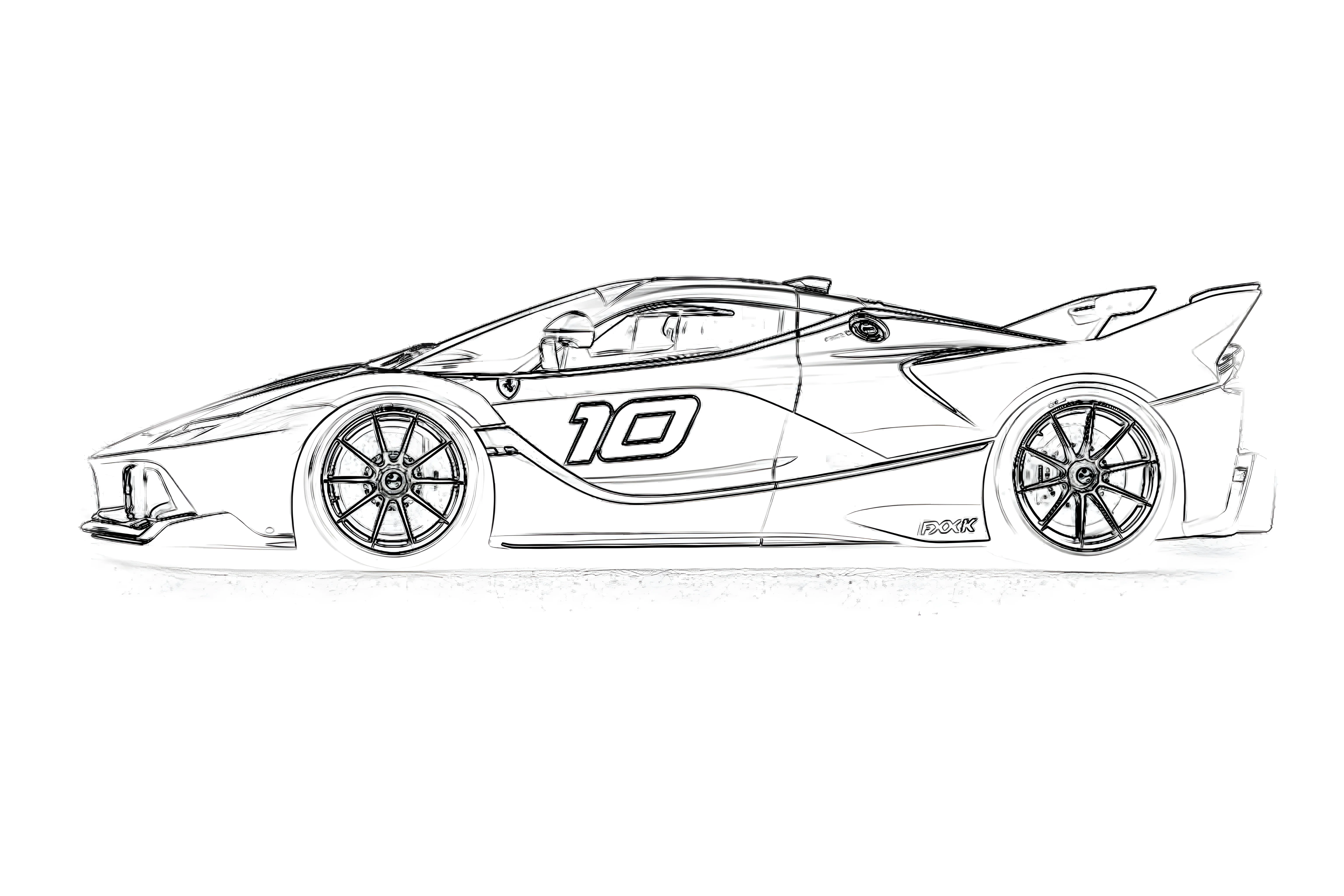 Ferrari FXX K 2014 Рисунок-раскраска №3876. Раскраски машины по маркам. Феррари Ferrari.