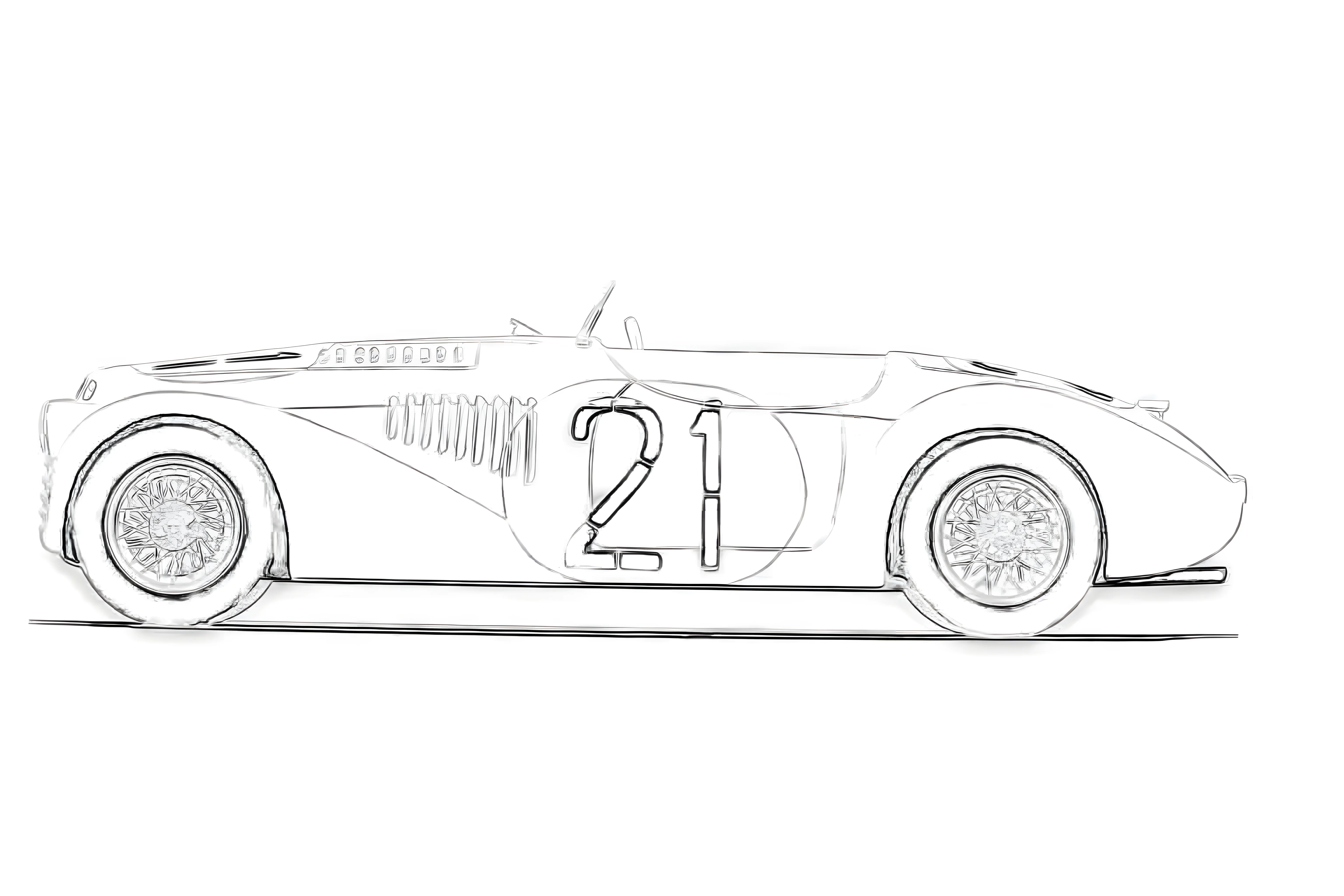 Ferrari 159 S 1947 Рисунок-раскраска №3836. Раскраски машины по маркам. Феррари Ferrari.