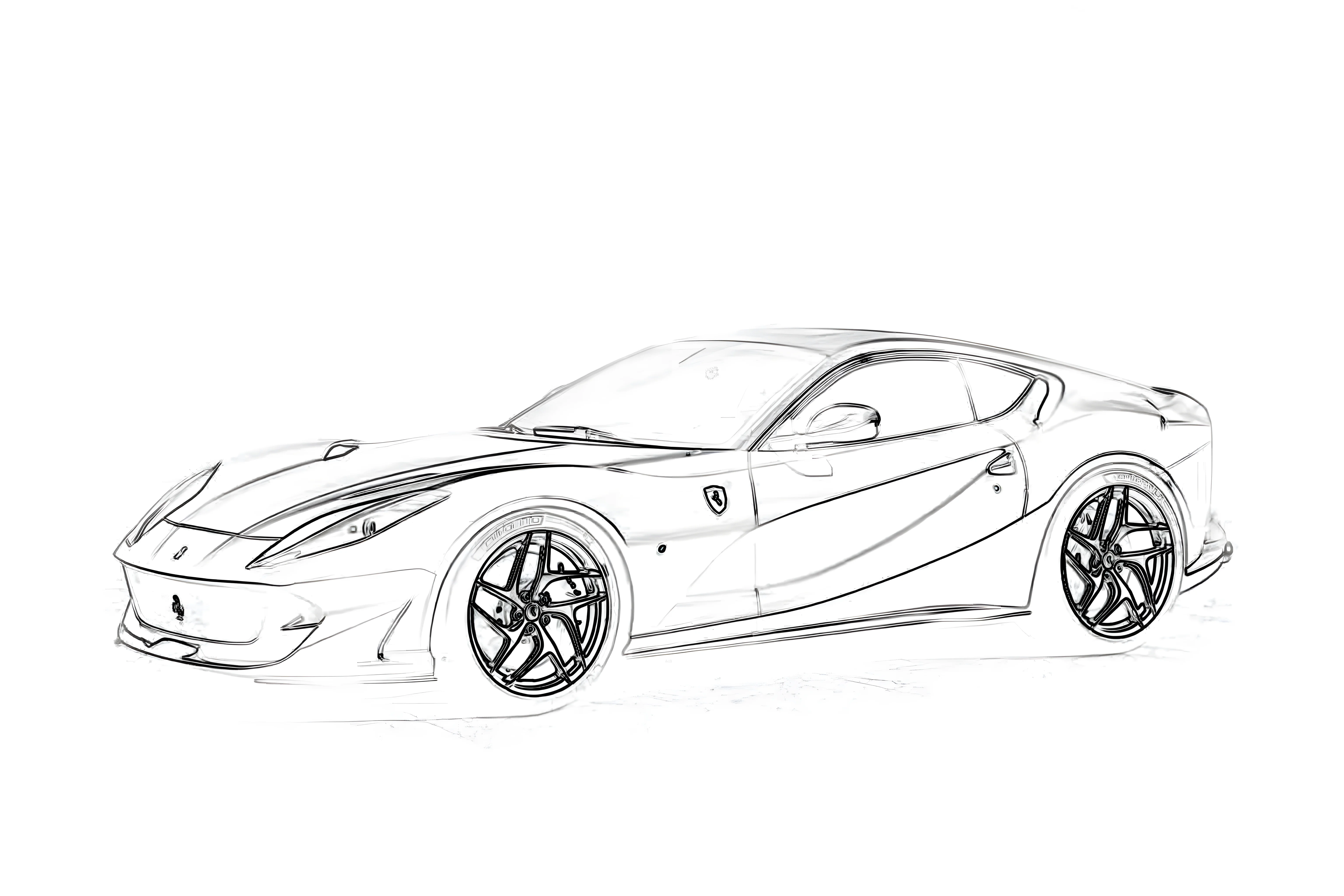 Ferrari 812 Superfast 2017 Рисунок-раскраска №3879. Раскраски машины по маркам. Феррари Ferrari.