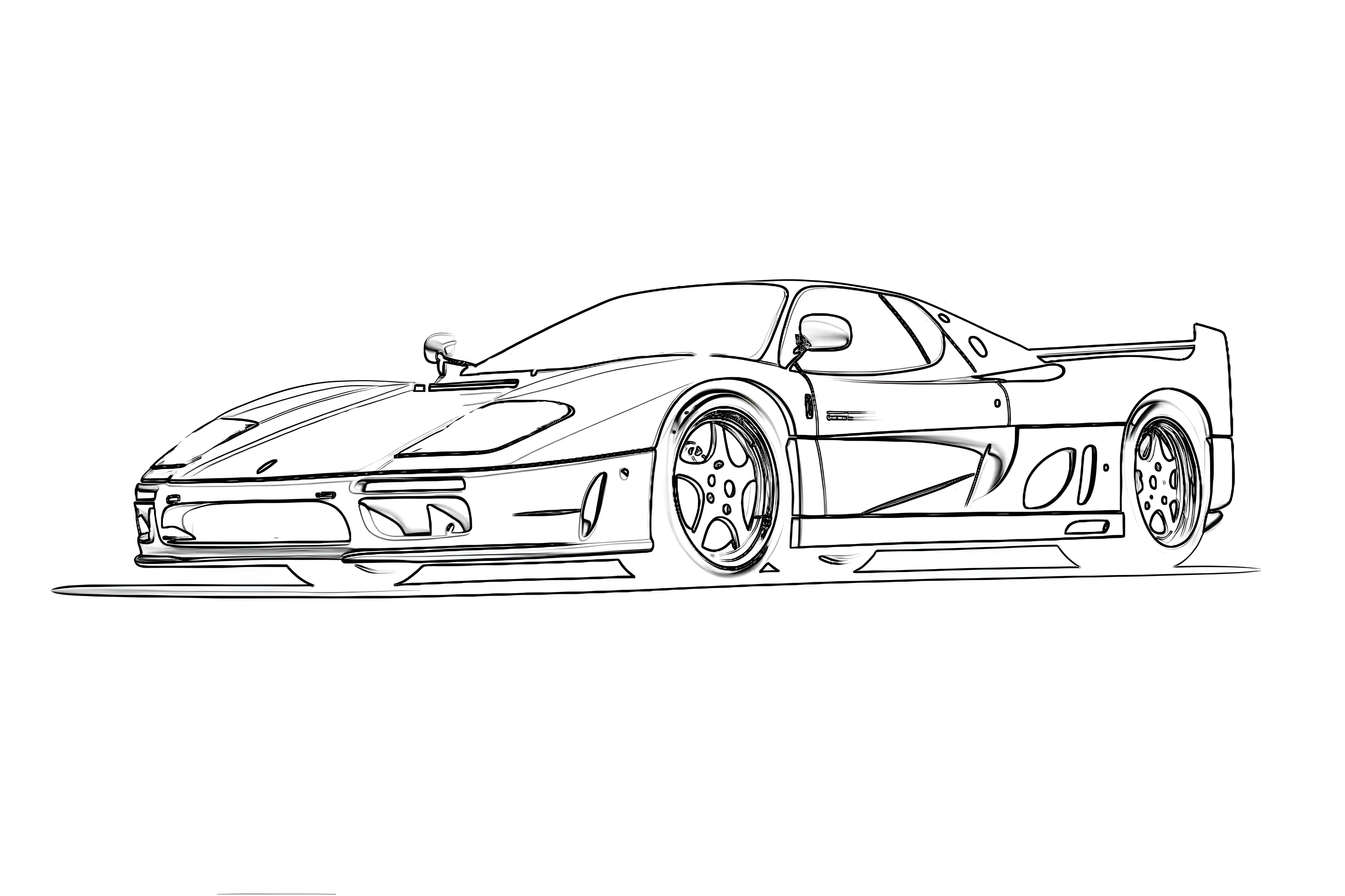 Ferrari F50 1995 Рисунок-раскраска №3858. Раскраски машины по маркам. Феррари Ferrari.