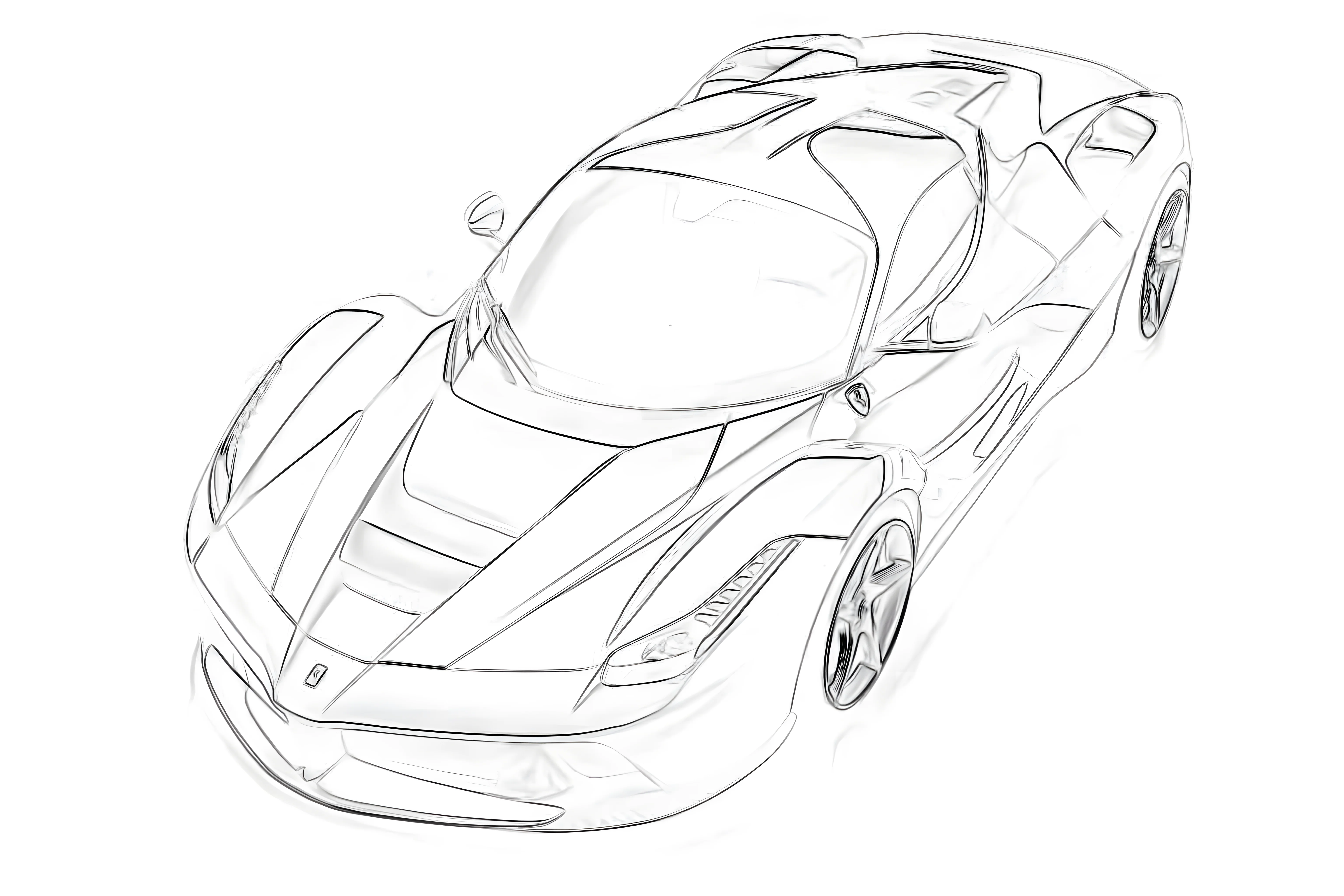LaFerrari 2013 Рисунок-раскраска №3875. Раскраски машины по маркам. Феррари Ferrari.